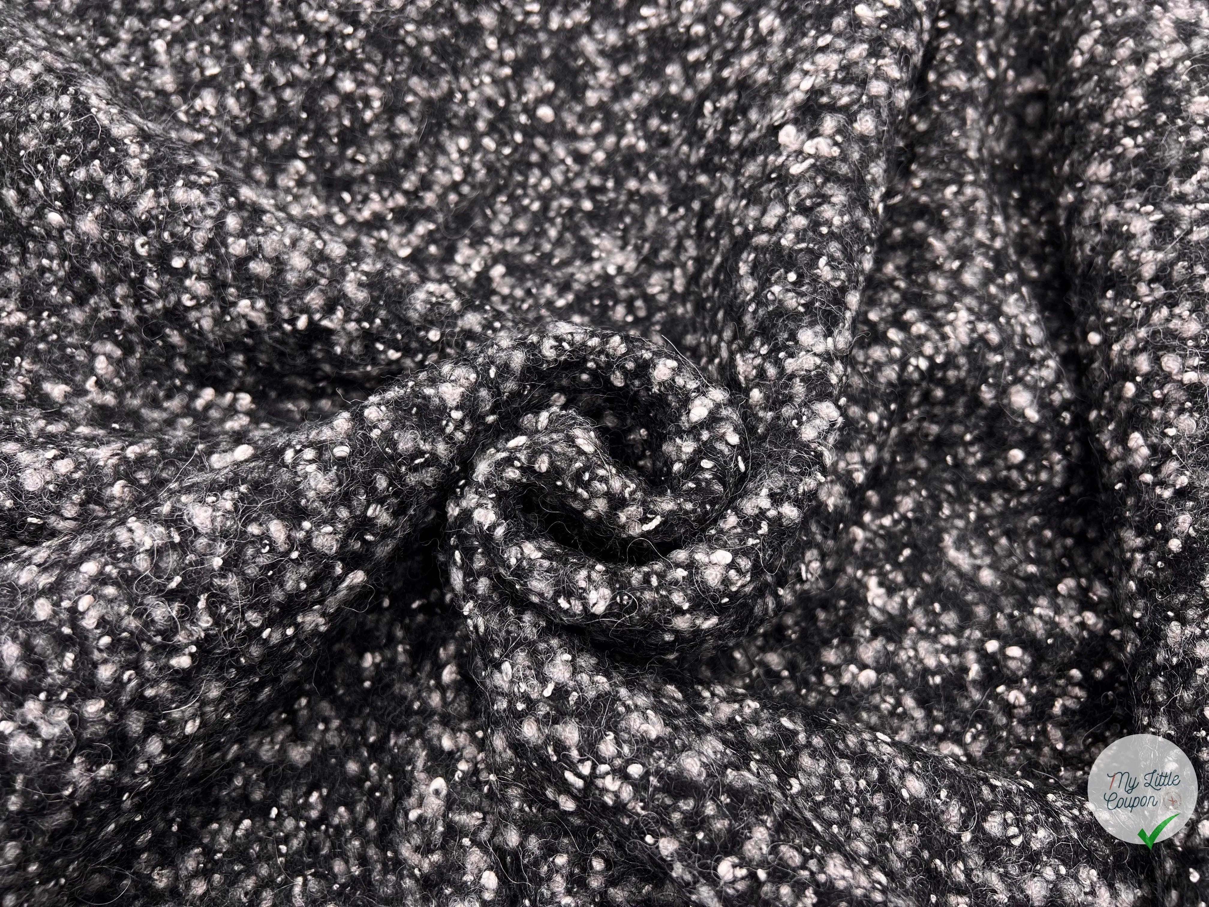 BOUCLETTE TRICOT NOIR CHINÉ GRIS - My Little Coupon - tissu - coudre