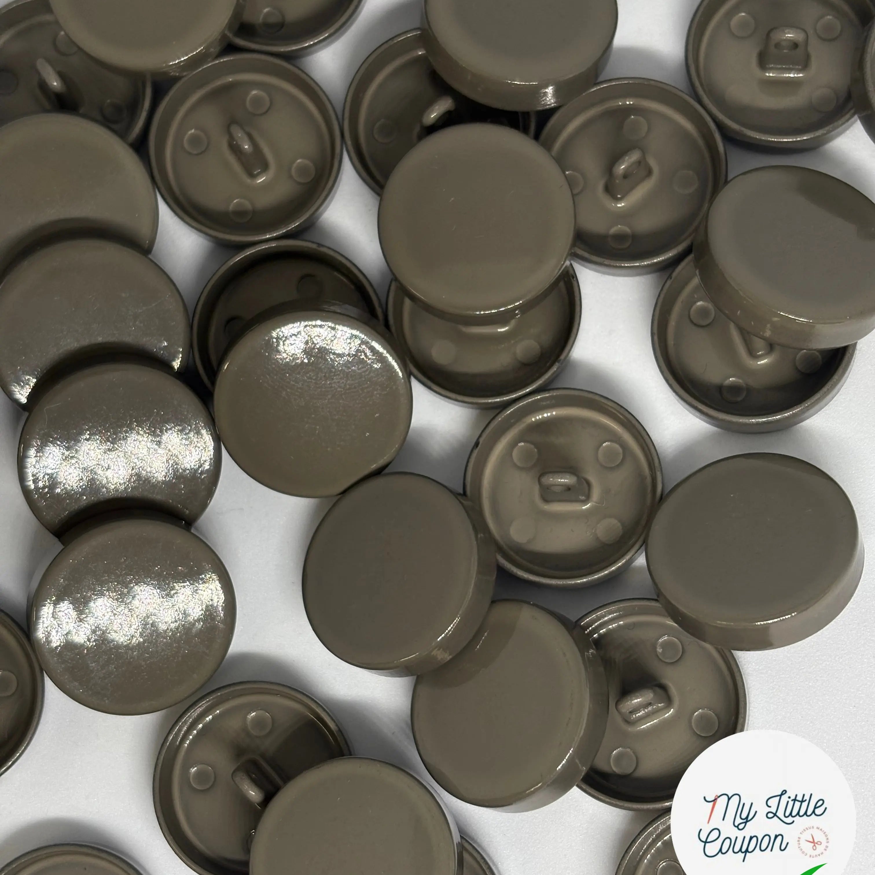 BOUTON À QUEUE EN FER KAKI GRIS 23MM - LOT DE 6 - My Little Coupon