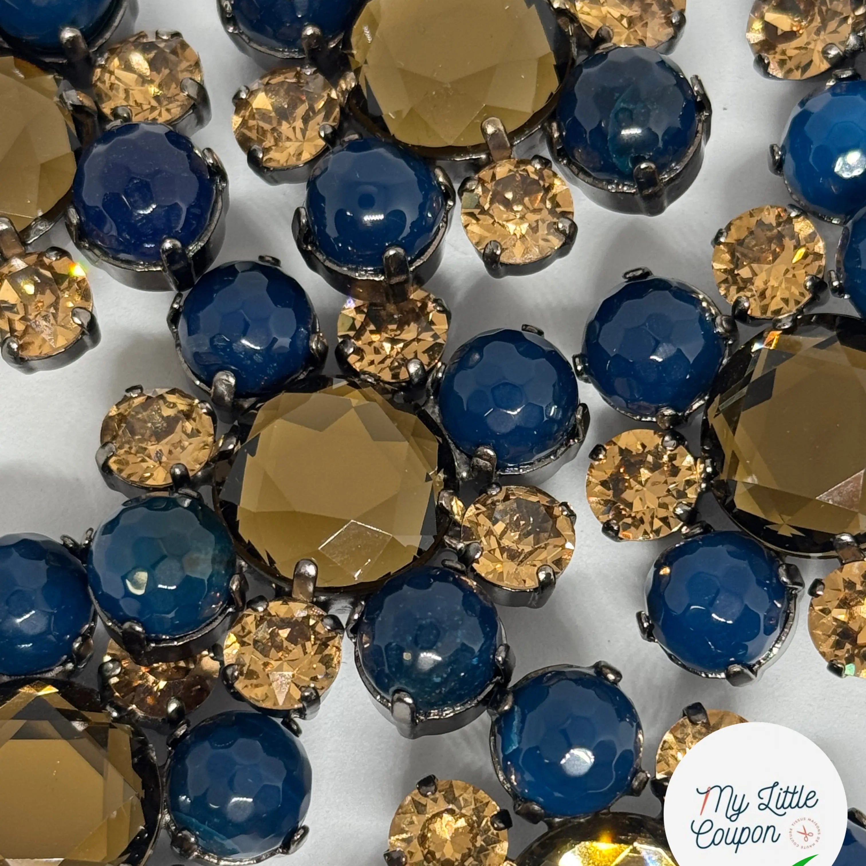 BOUTON À QUEUE FANTAISIE BLEU ET OR - My Little Coupon