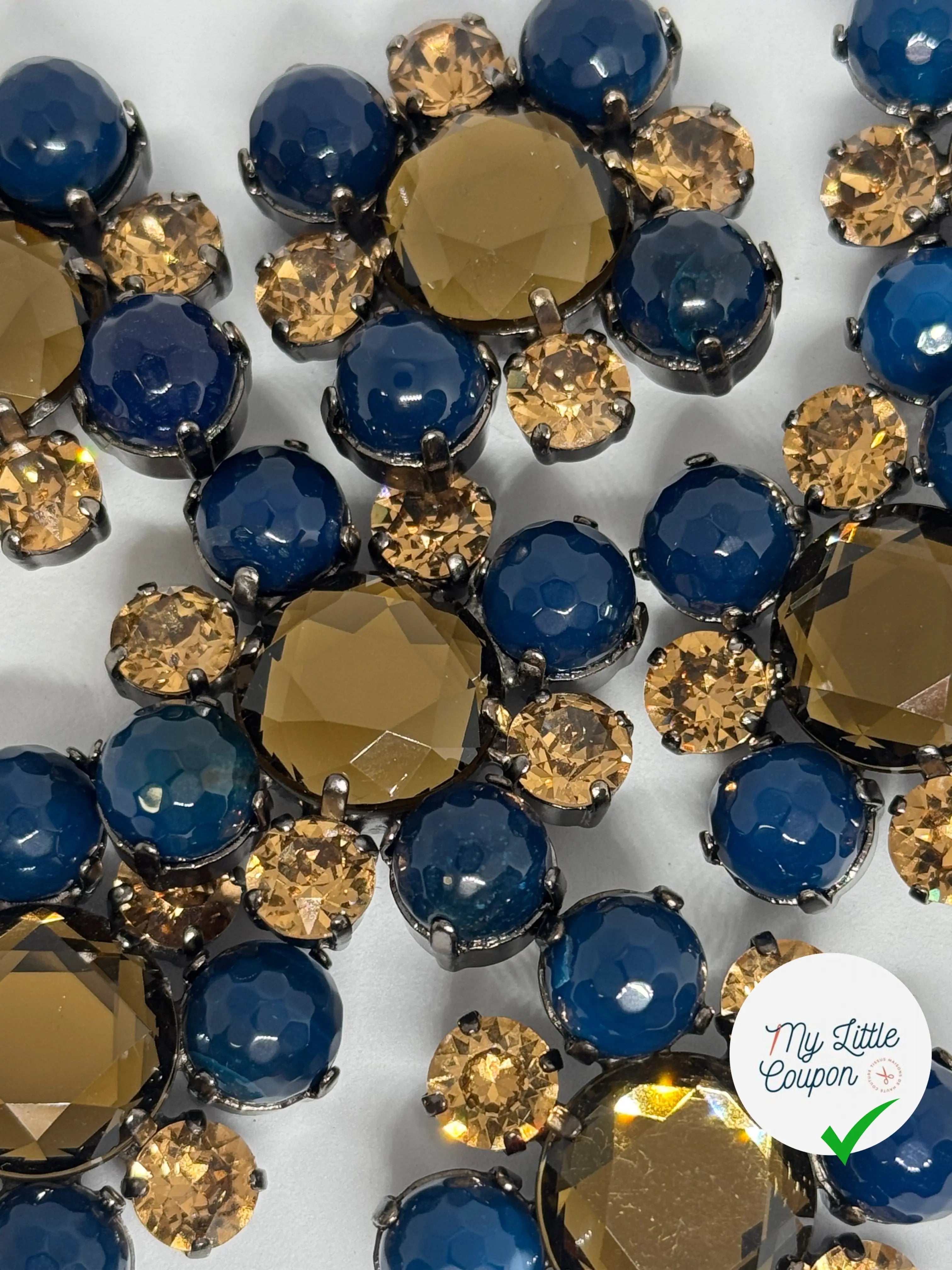 BOUTON À QUEUE FANTAISIE BLEU ET OR - My Little Coupon