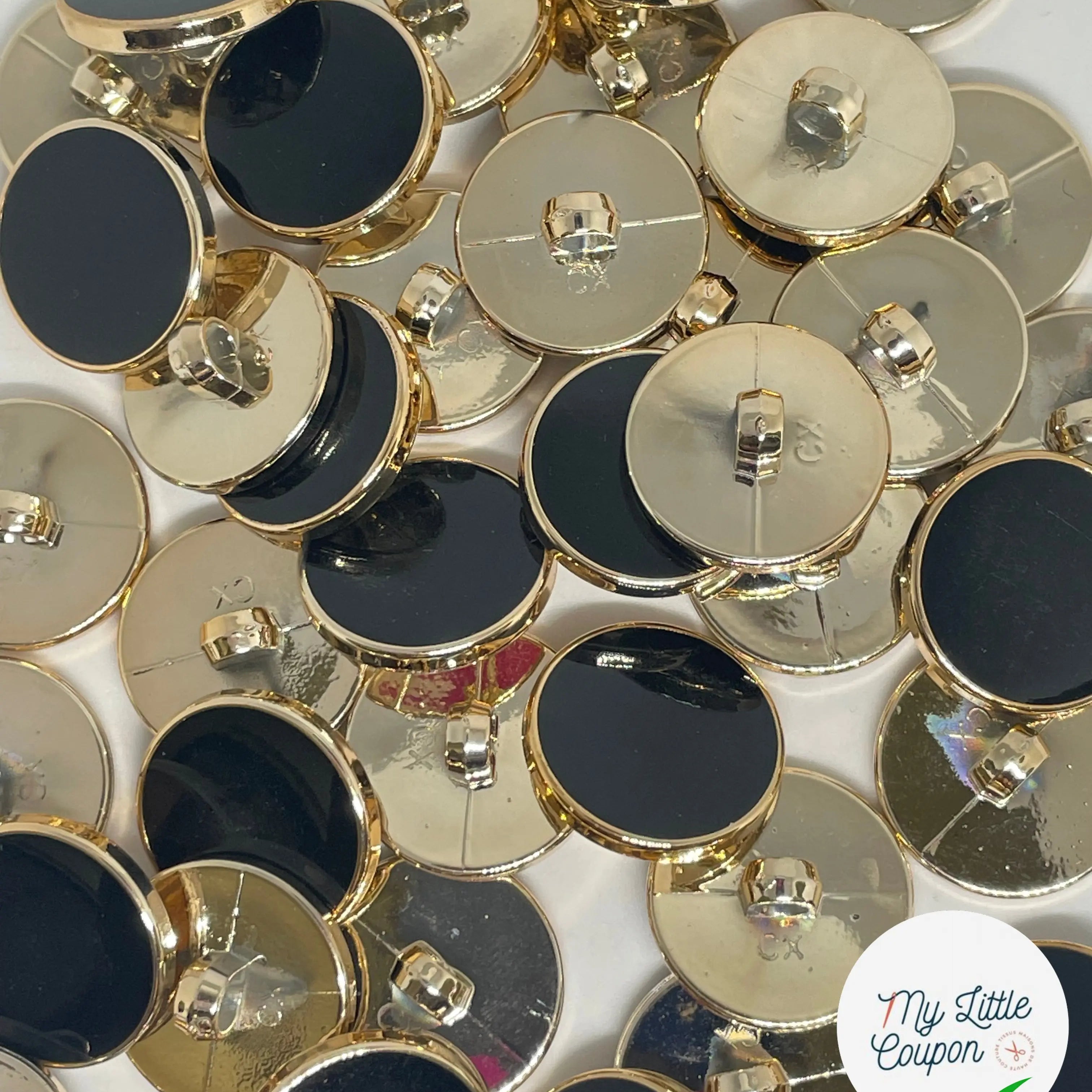 BOUTON À QUEUE NOIR ET DORE 21MM - LOT DE 2 - My Little Coupon