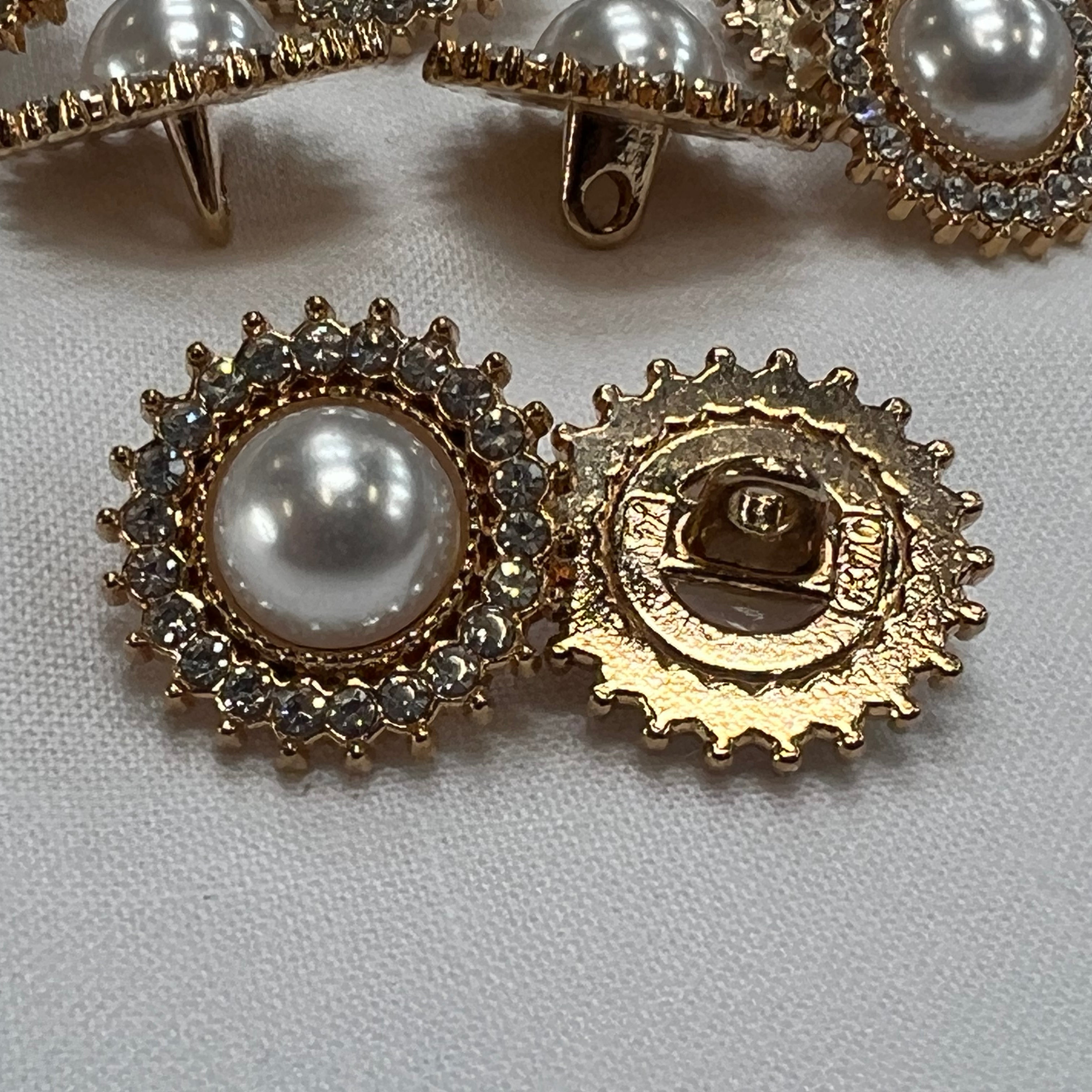 BOUTON DORÉ PERLE ET STRASS (lot de 5) 20mm - My Little Coupon