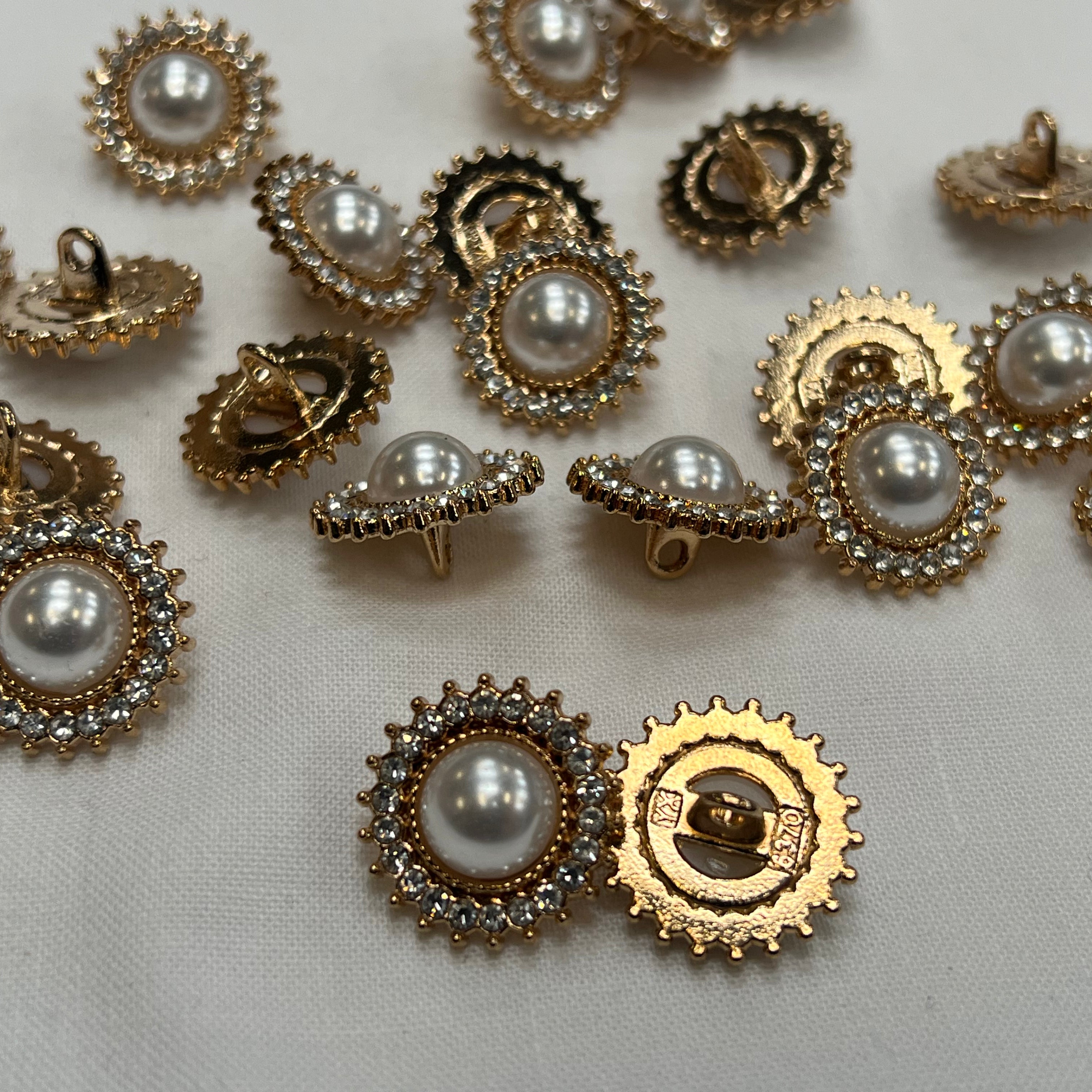 BOUTON DORÉ PERLE ET STRASS (lot de 5) 20mm - My Little Coupon