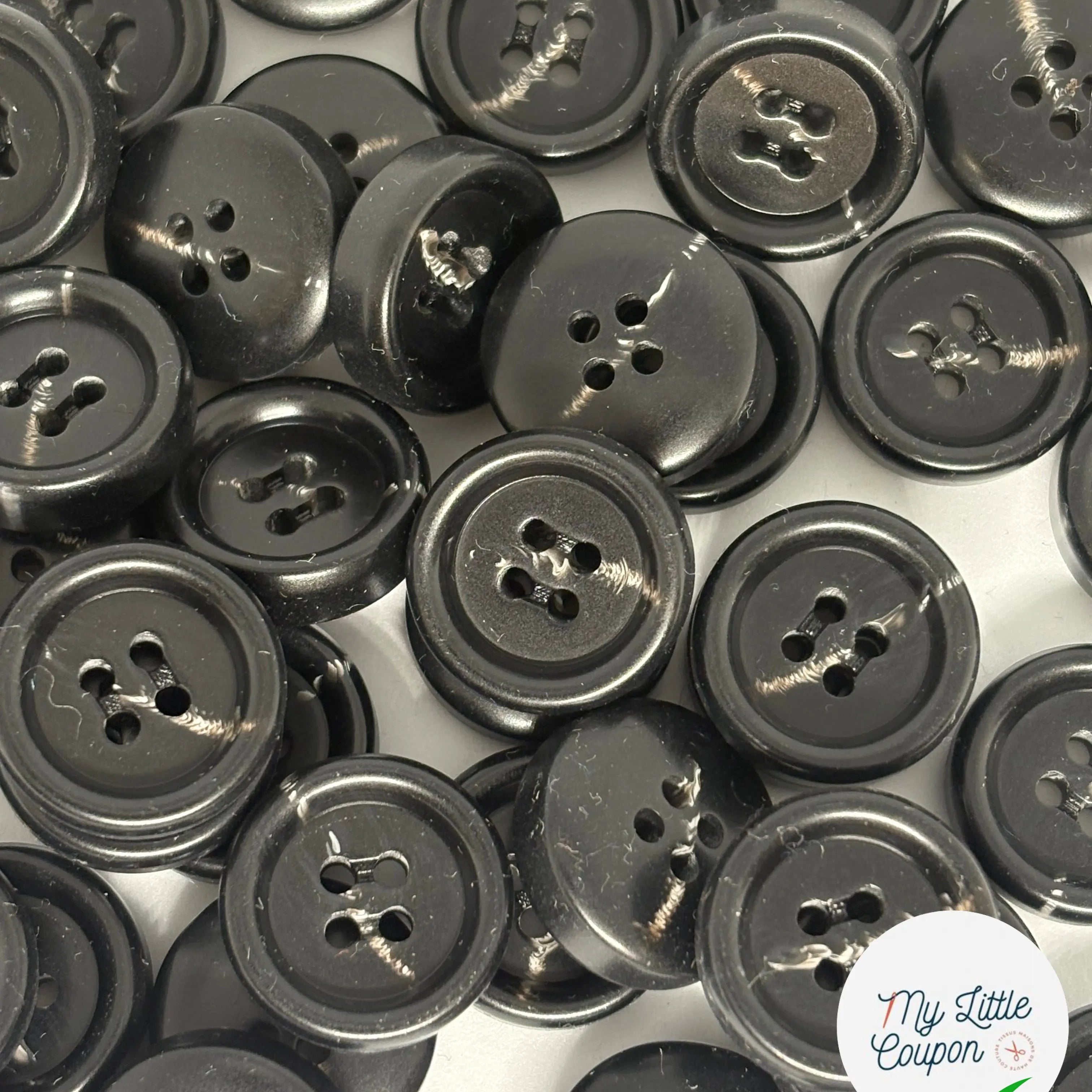 BOUTON NOIR À 4 TROU MARBRÉ 20MM LOT DE 6 - My Little Coupon