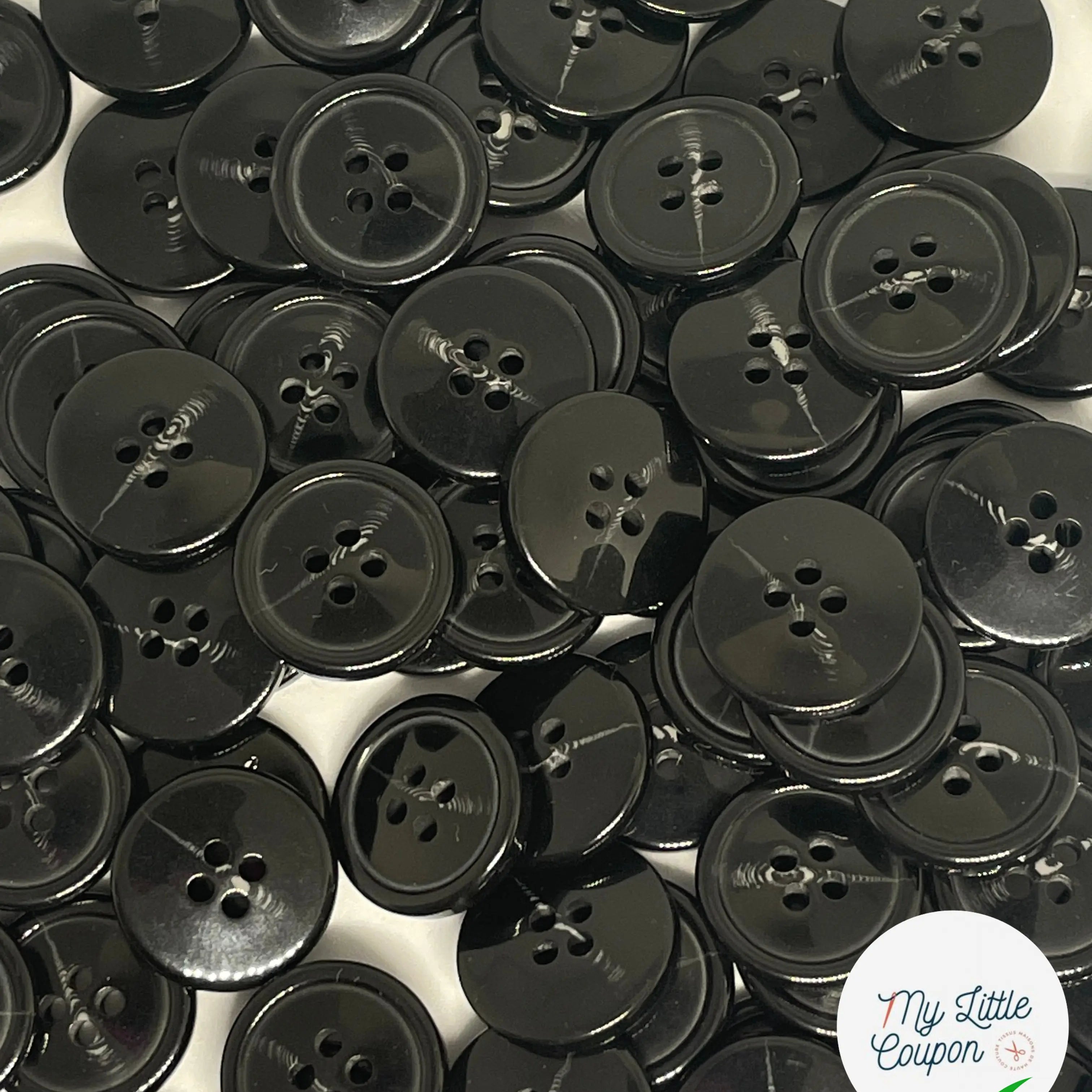 BOUTON NOIR VERNIS 15MM - LOT DE 2 - My Little Coupon