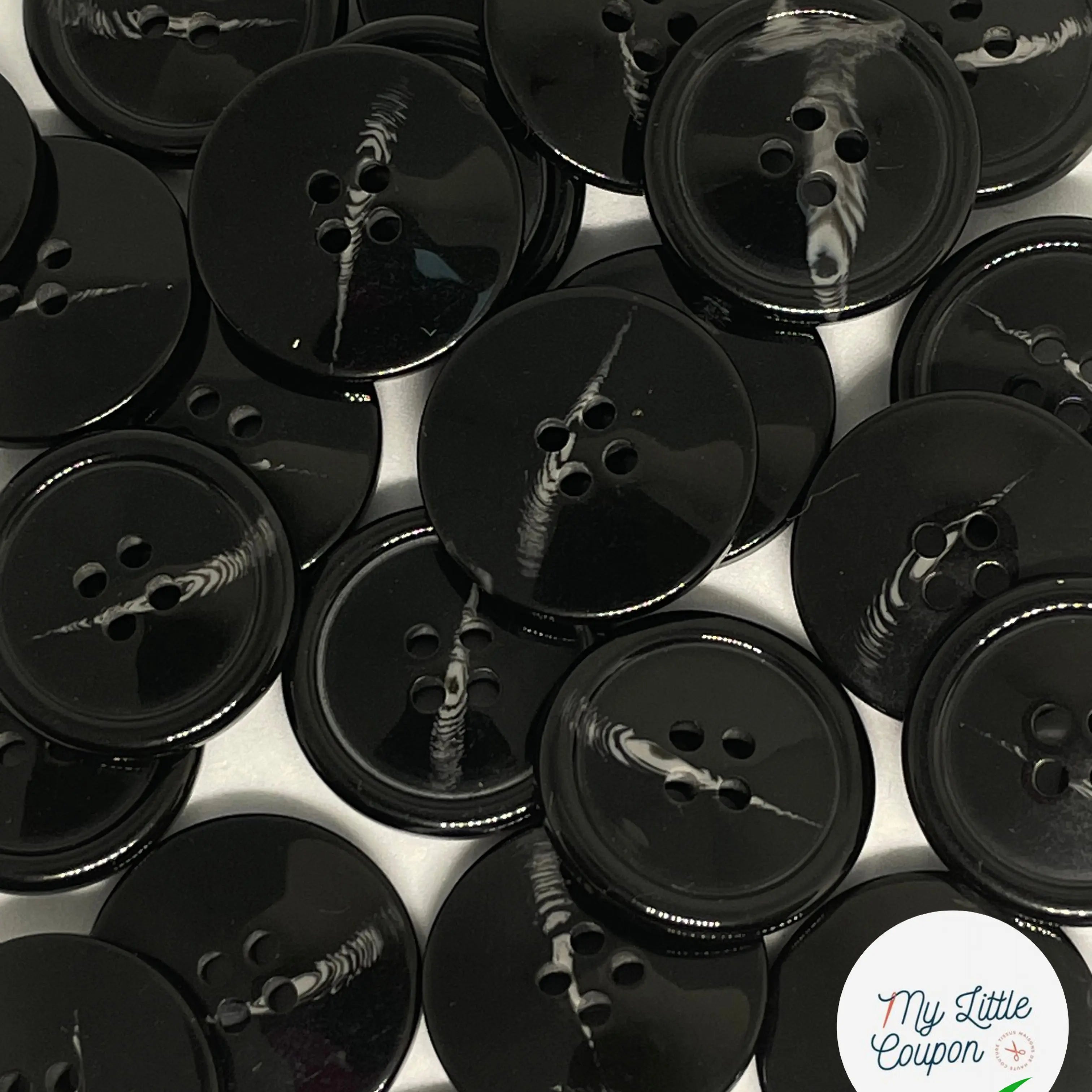 BOUTON NOIR VERNIS 20MM - LOT DE 2 - My Little Coupon