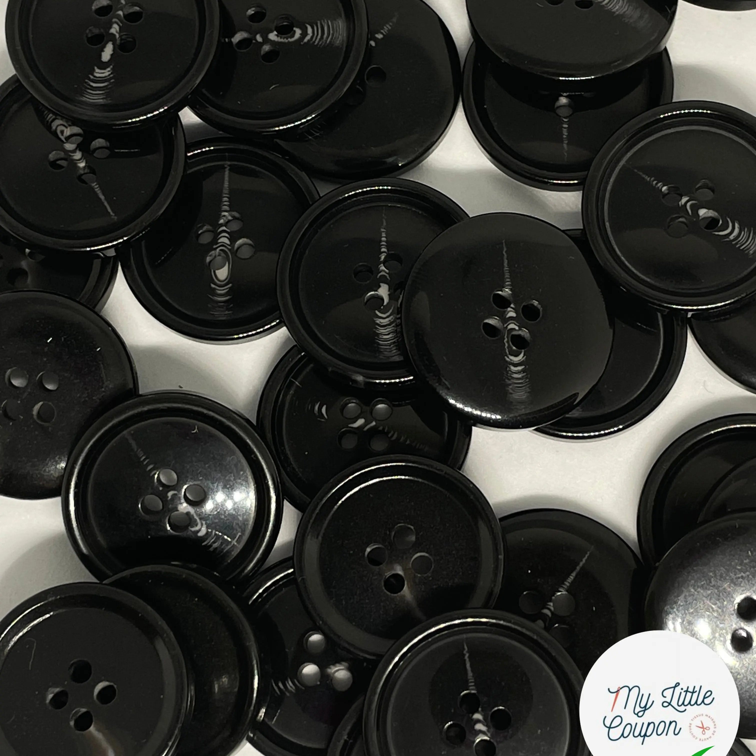 BOUTON NOIR VERNIS 23mm - lot de 2 - My Little Coupon