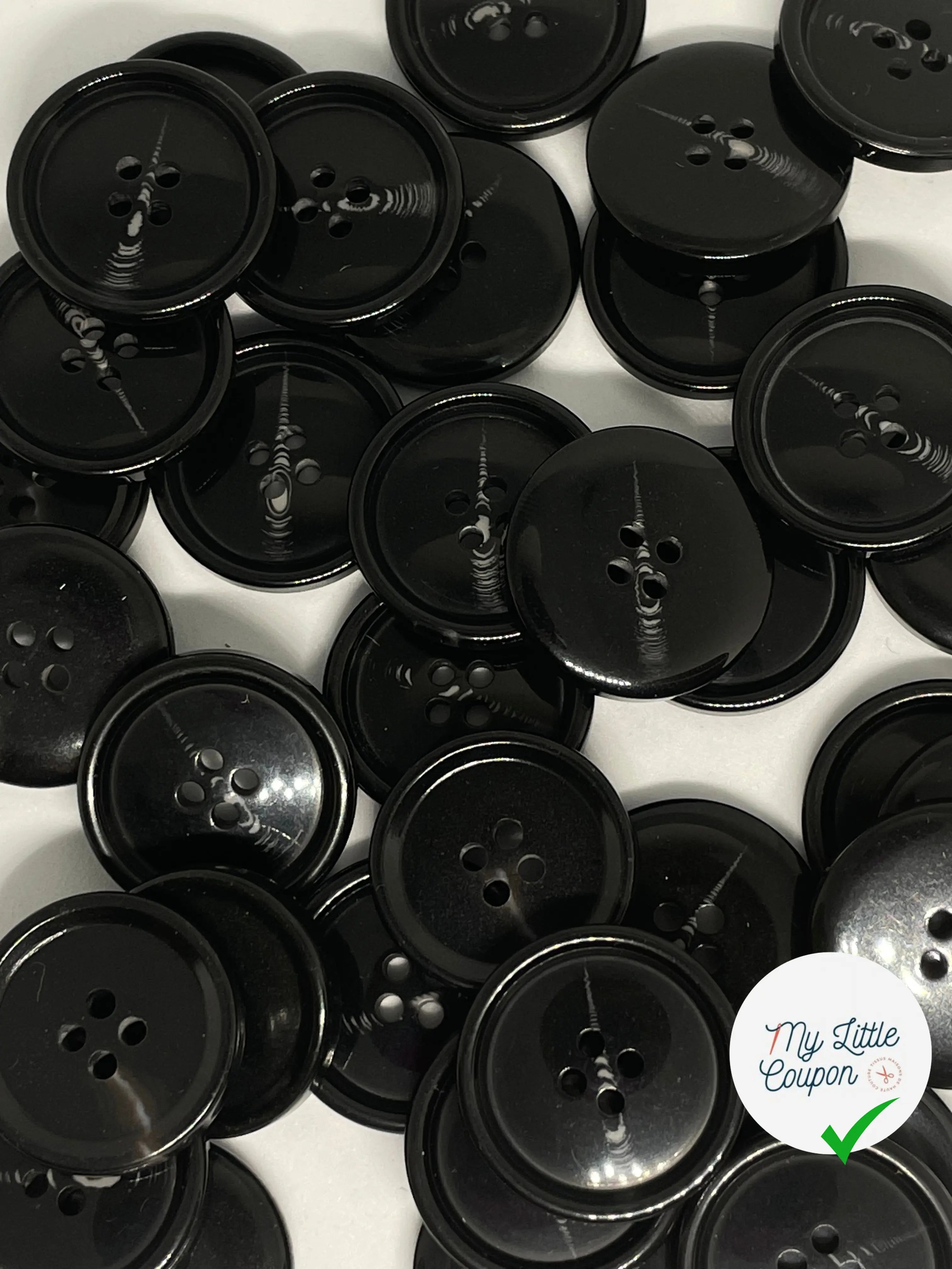 BOUTON NOIR VERNIS 23mm - lot de 2 - My Little Coupon