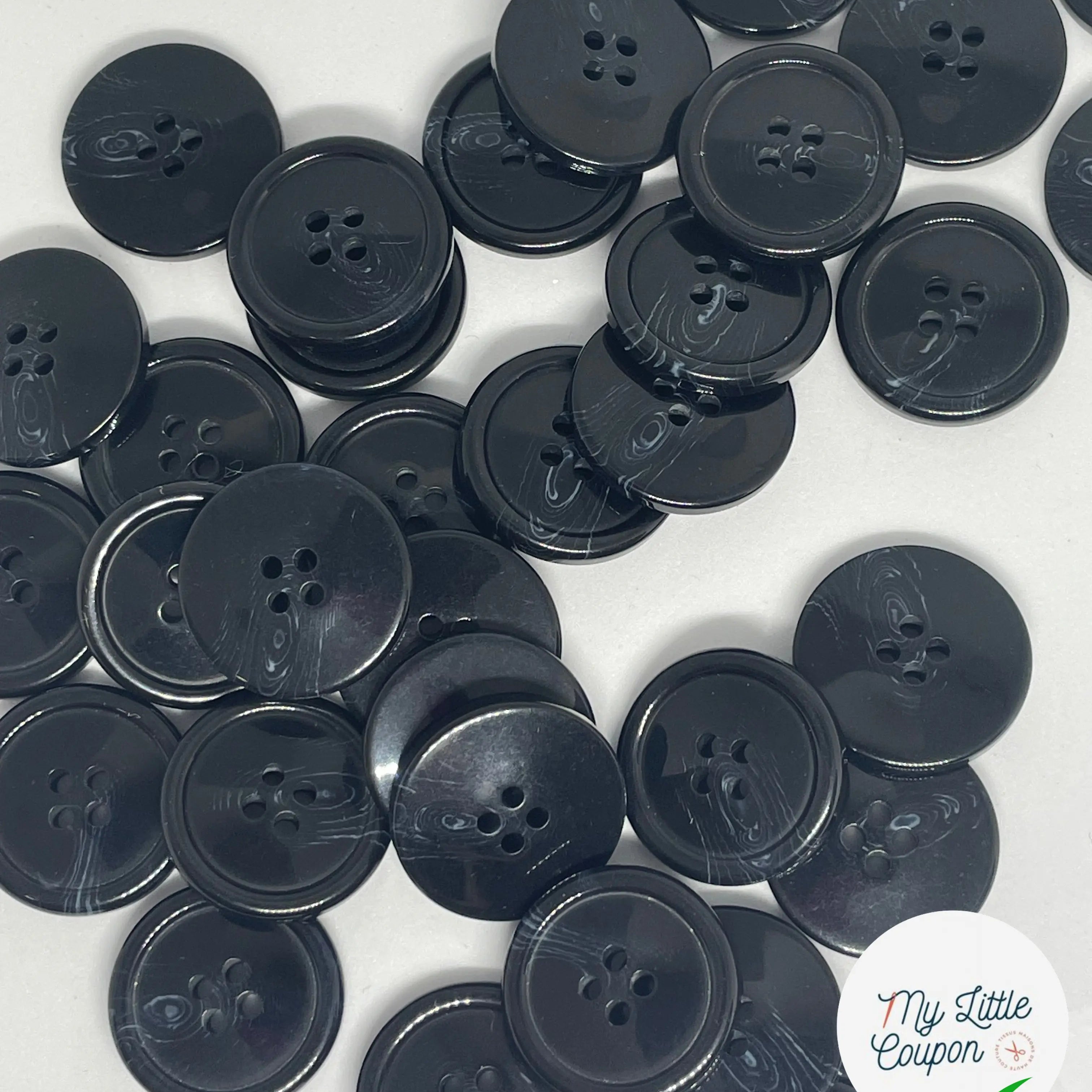 BOUTON NOIR VERNIS MARBREE 20MM - LOT DE 2 - My Little Coupon