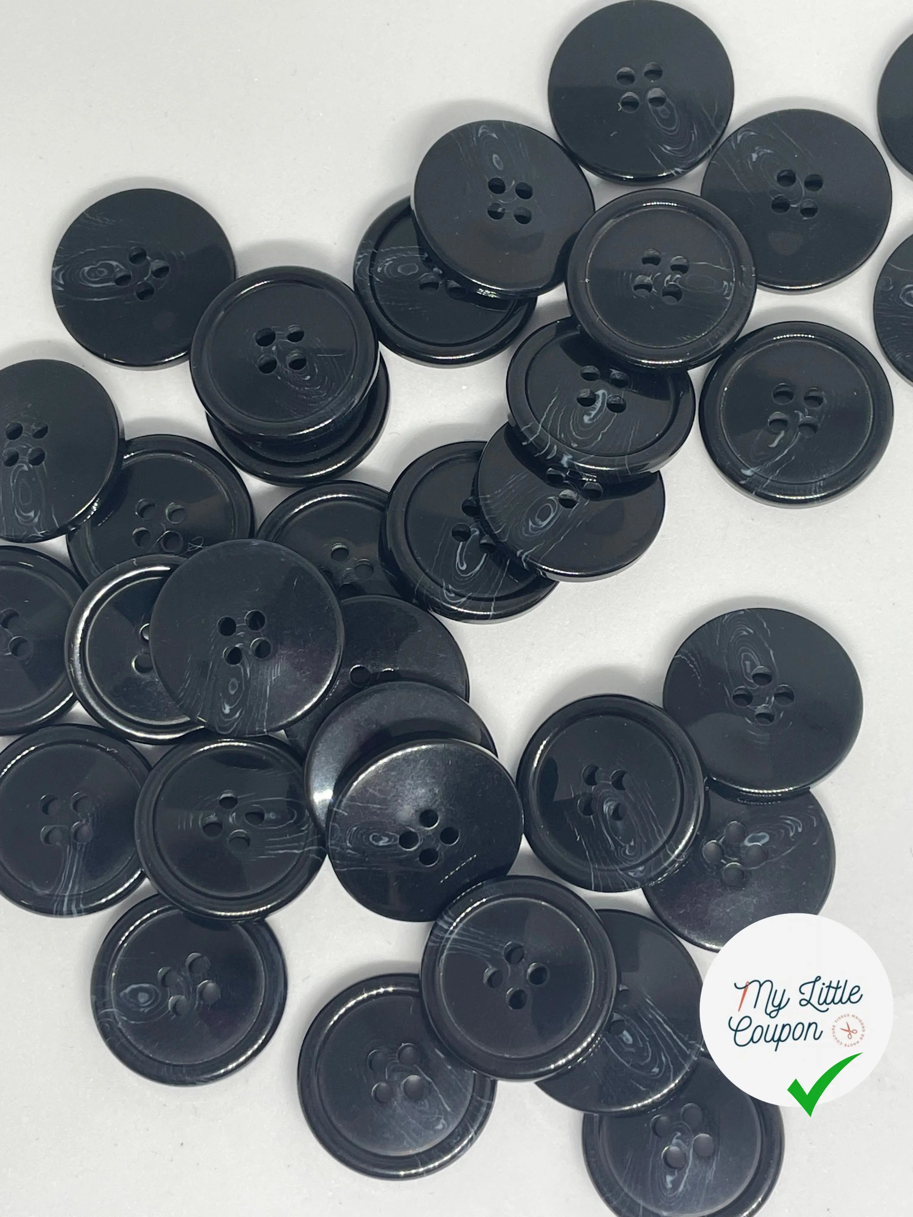 BOUTON NOIR VERNIS MARBREE 20MM - LOT DE 2 - My Little Coupon