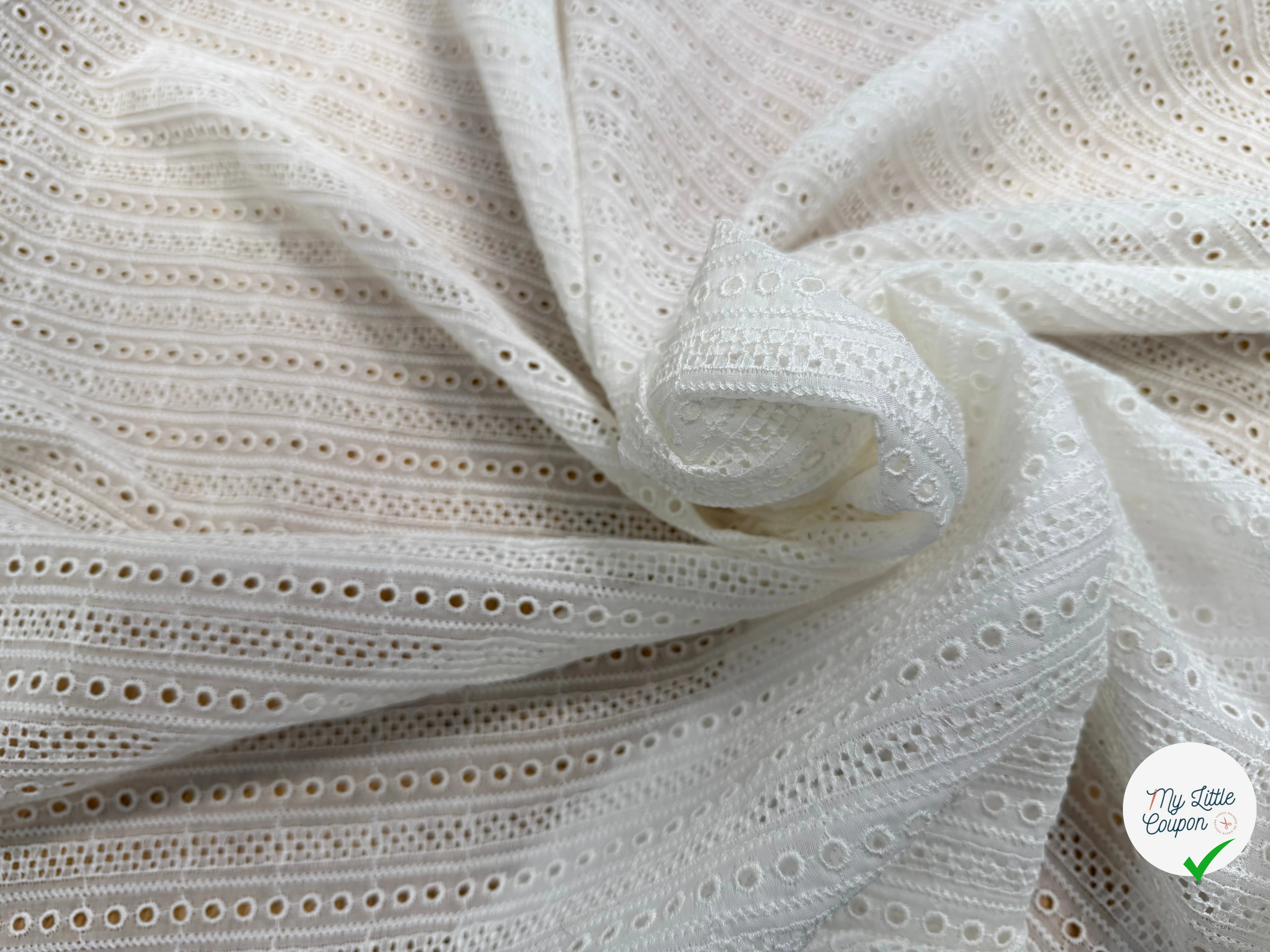 BRODERIE ANGLAISE 100% COTON CIRCULAIRE BLANCHE - My Little Coupon