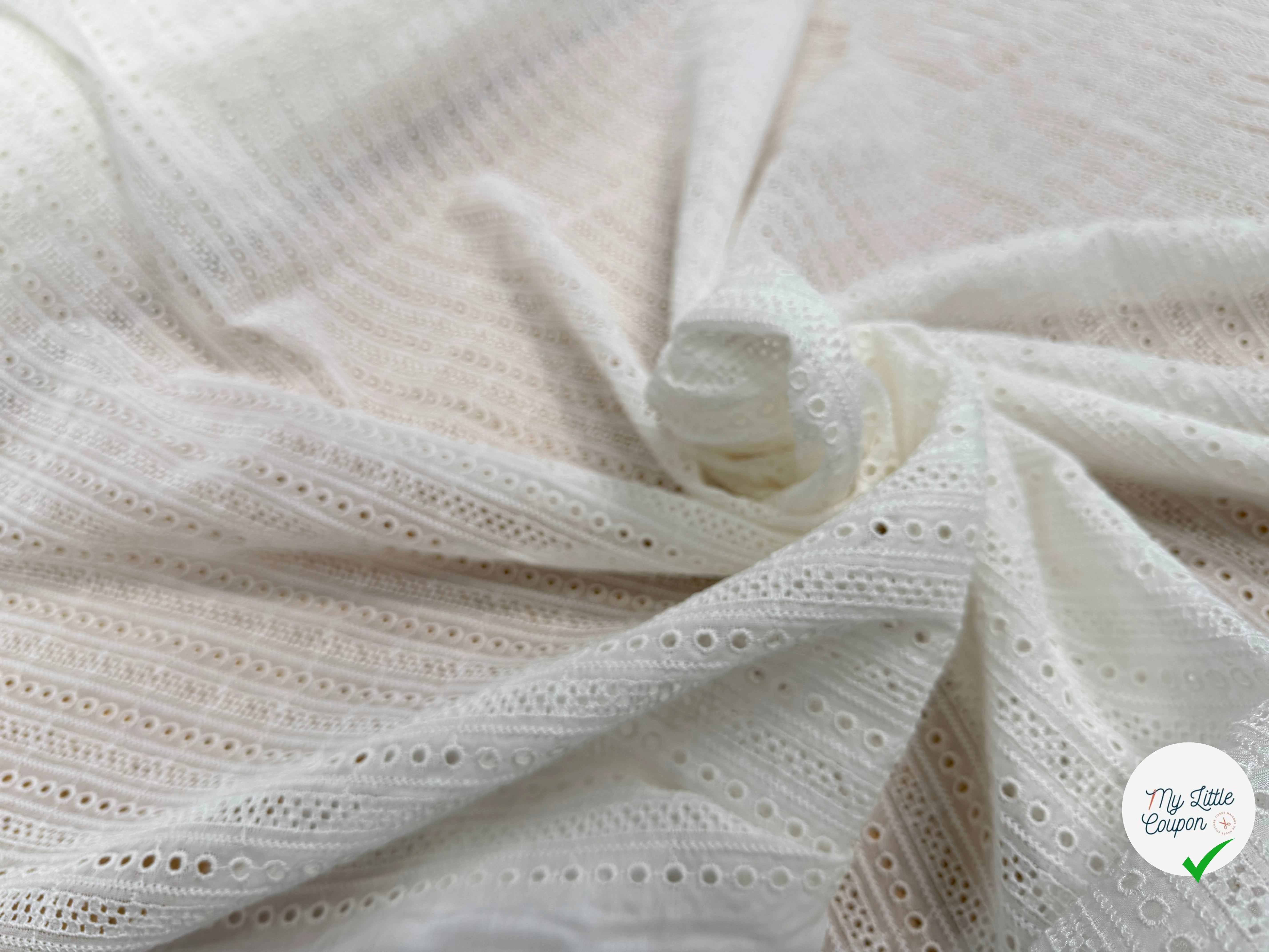 BRODERIE ANGLAISE 100% COTON CIRCULAIRE BLANCHE - My Little Coupon