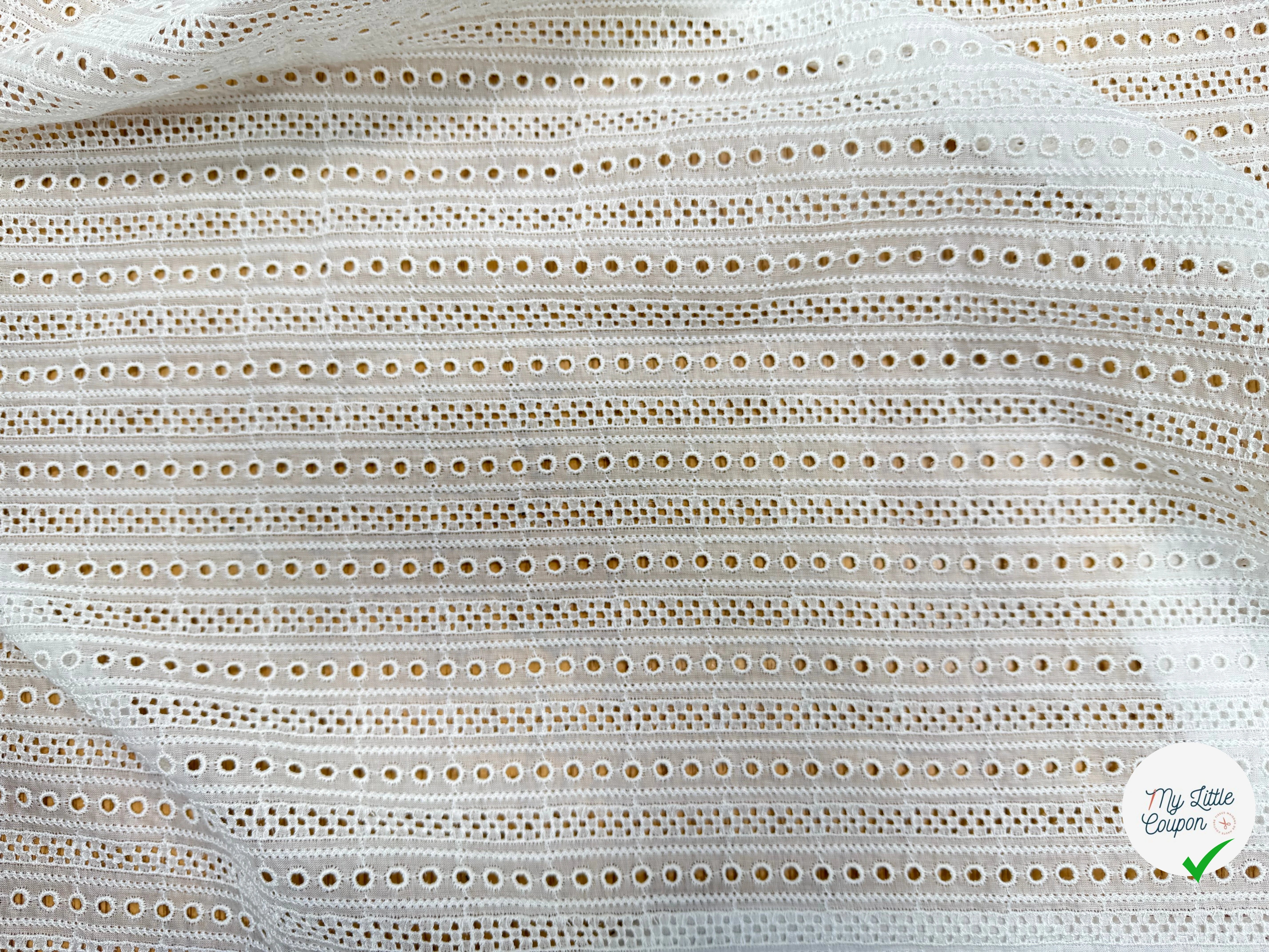 BRODERIE ANGLAISE 100% COTON CIRCULAIRE BLANCHE - My Little Coupon