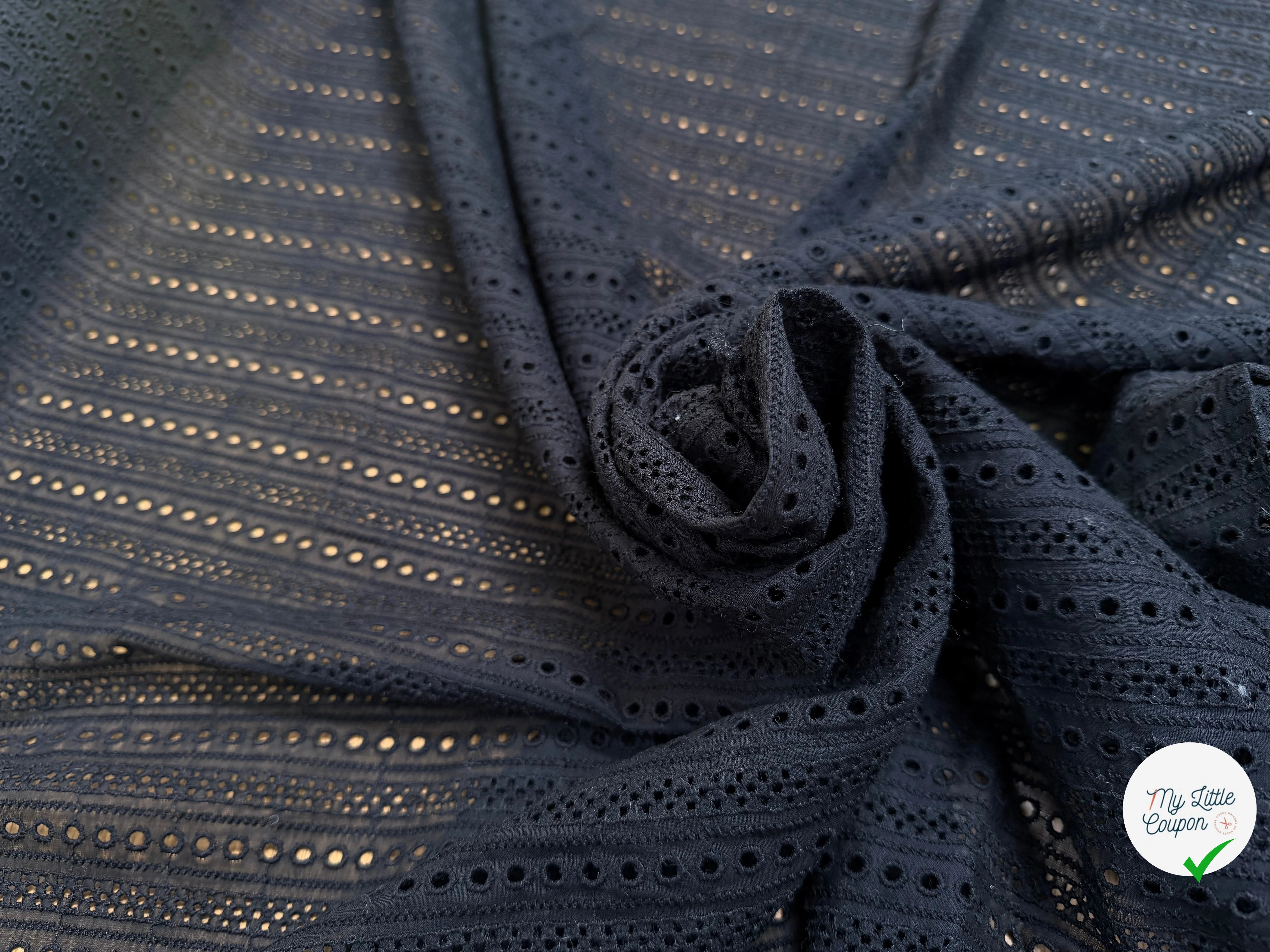 BRODERIE ANGLAISE 100% COTON CIRCULAIRE NOIR - My Little Coupon