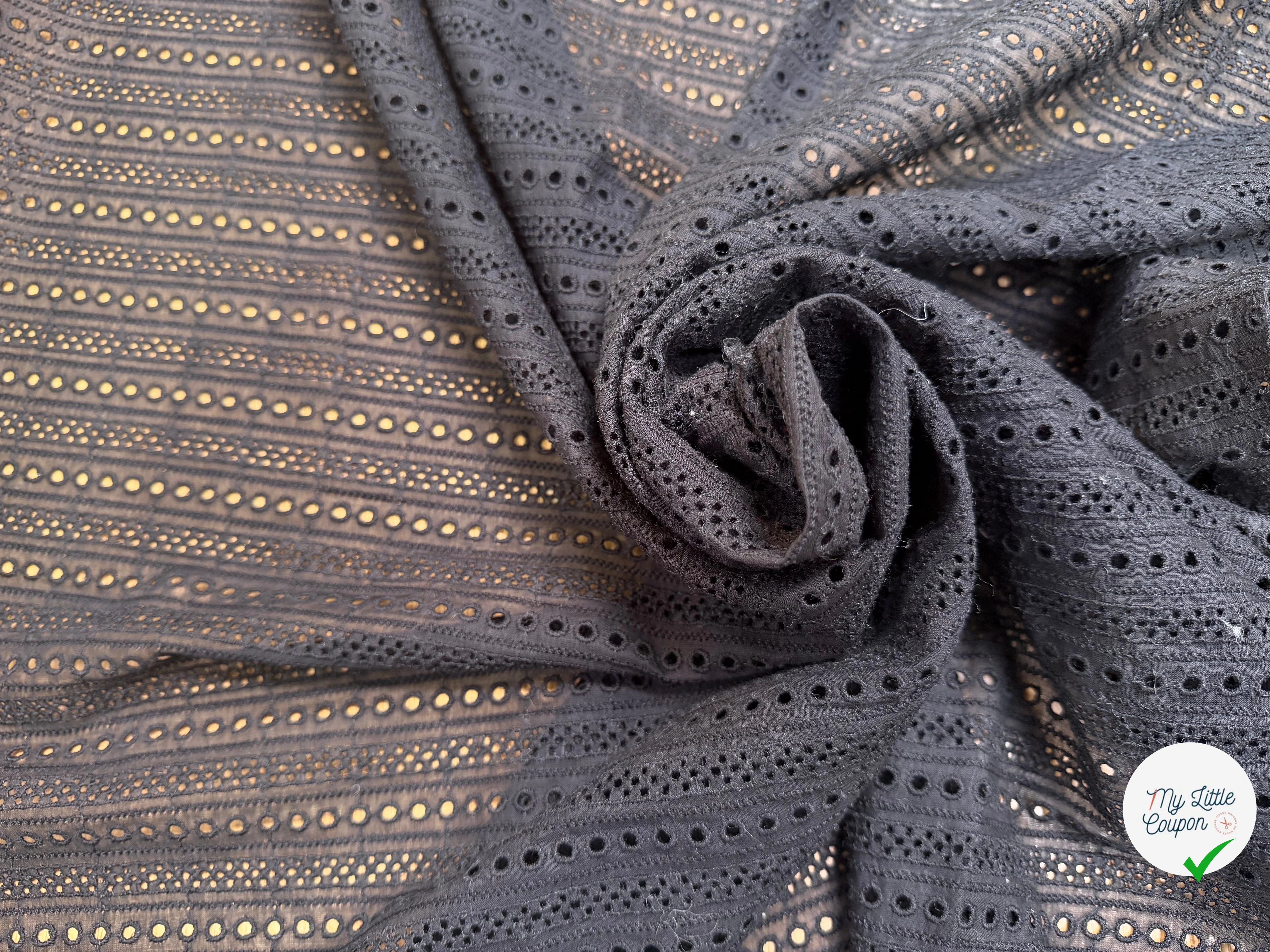 BRODERIE ANGLAISE 100% COTON CIRCULAIRE NOIR - My Little Coupon