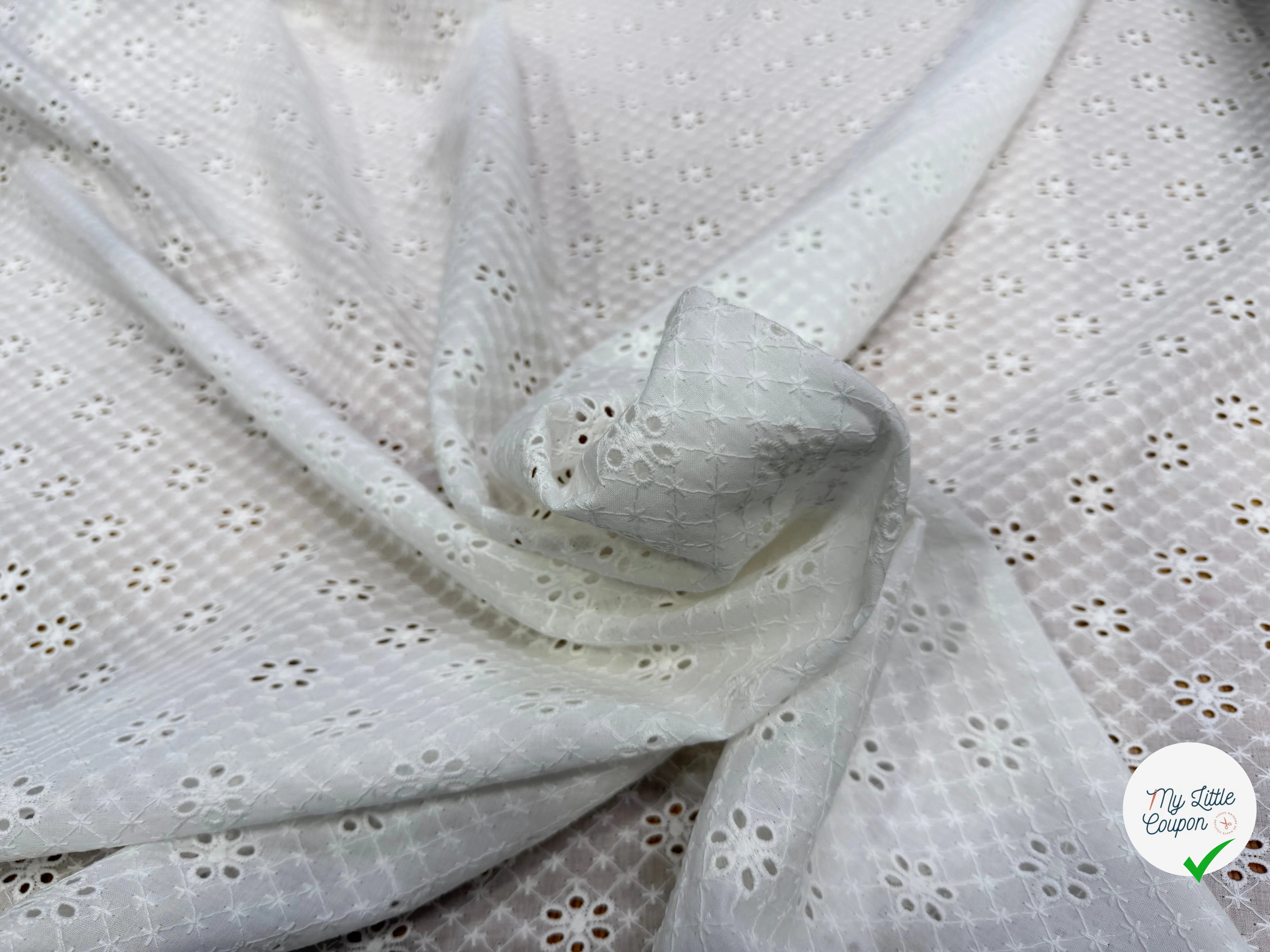 BRODERIE ANGLAISE BLANC COTON - My Little Coupon