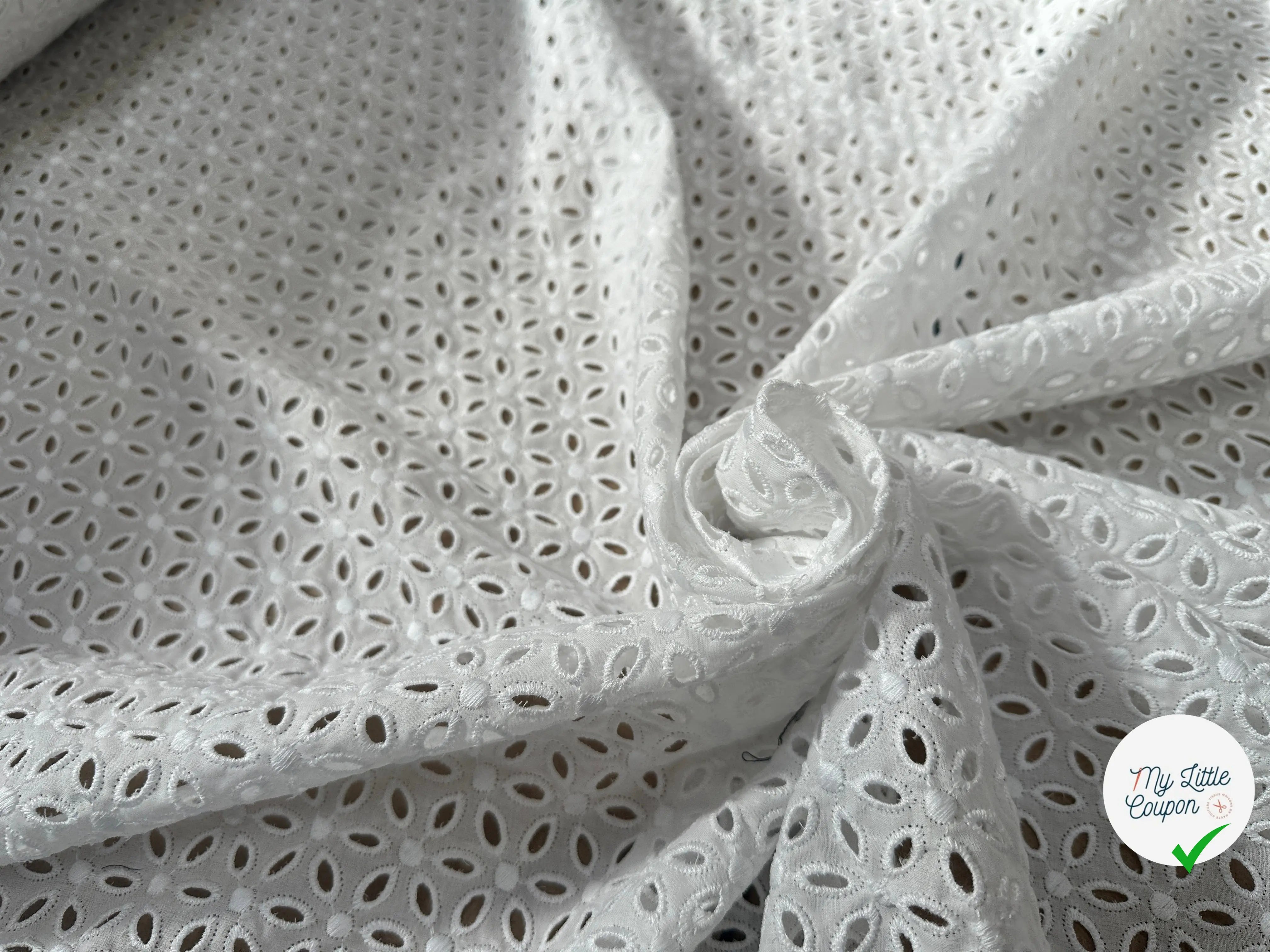 BRODERIE ANGLAISE COTON D'UN BLANC ECLATANTÂ - My Little Coupon