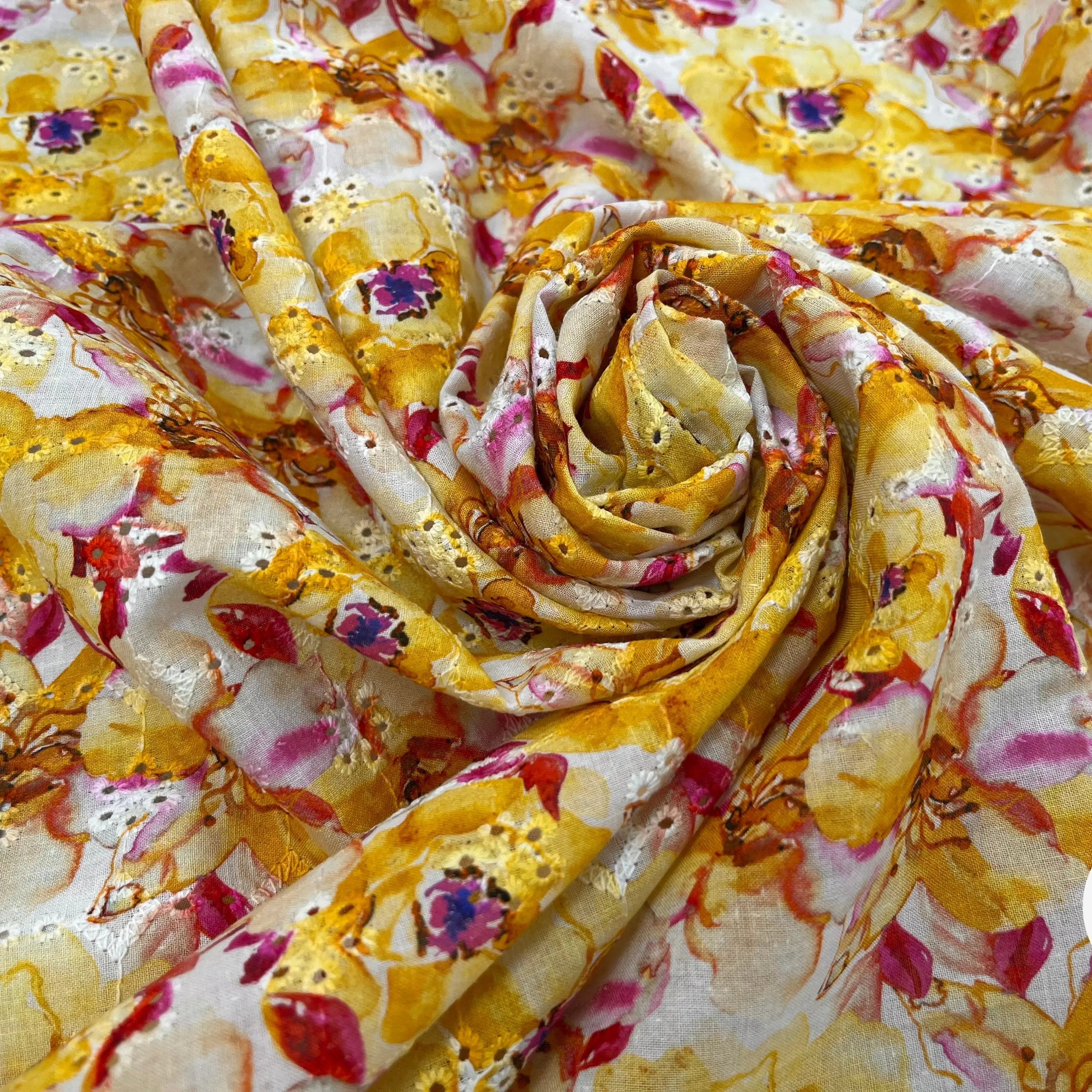 BRODERIE COTON BRODÉ DIGITAL FLOWER JAUNE - My Little Coupon