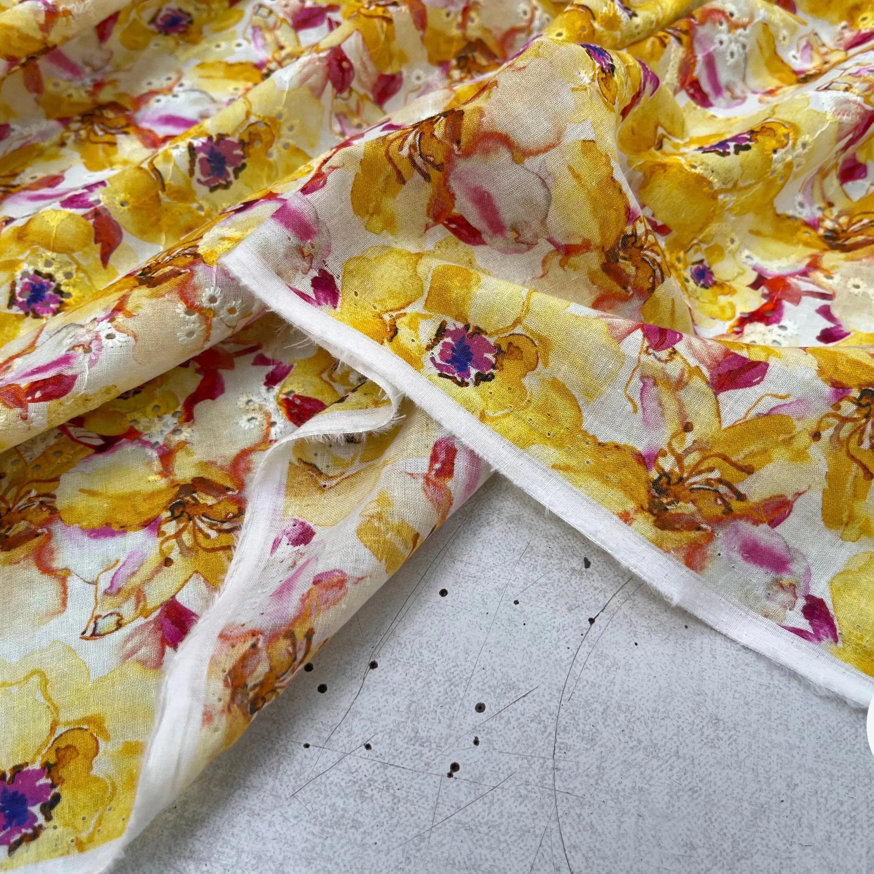 BRODERIE COTON BRODÉ DIGITAL FLOWER JAUNE - My Little Coupon