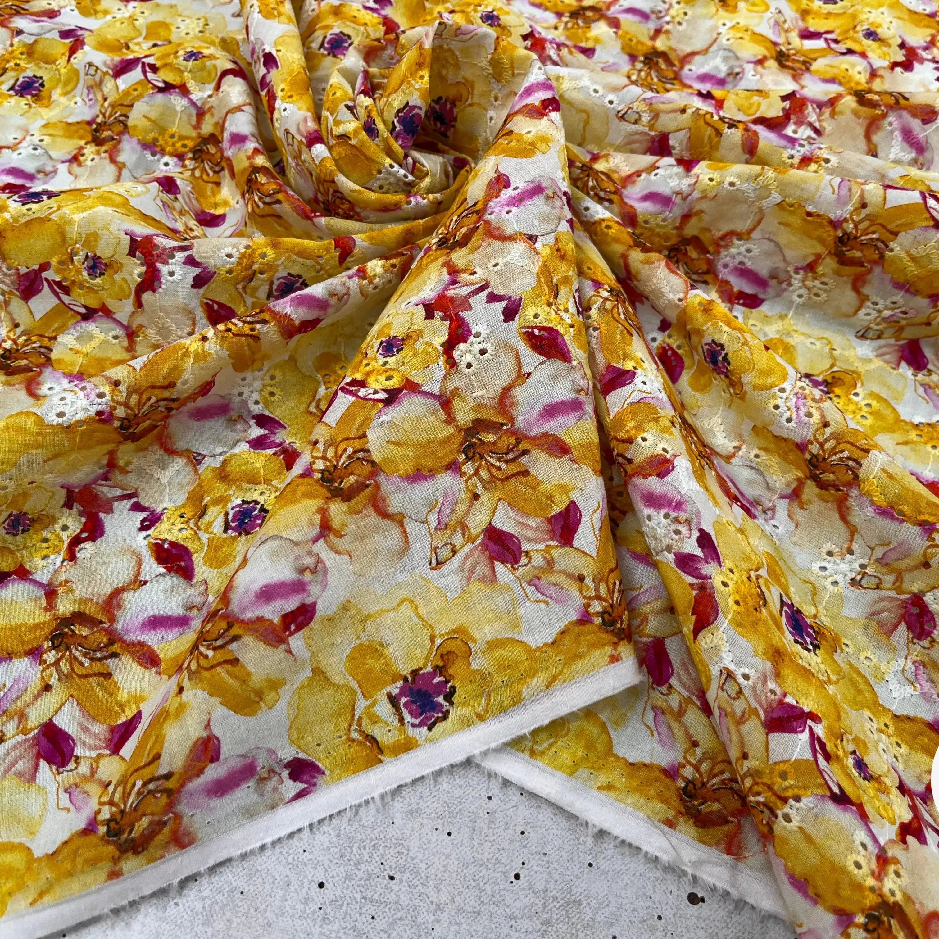 BRODERIE COTON BRODÉ DIGITAL FLOWER JAUNE - My Little Coupon