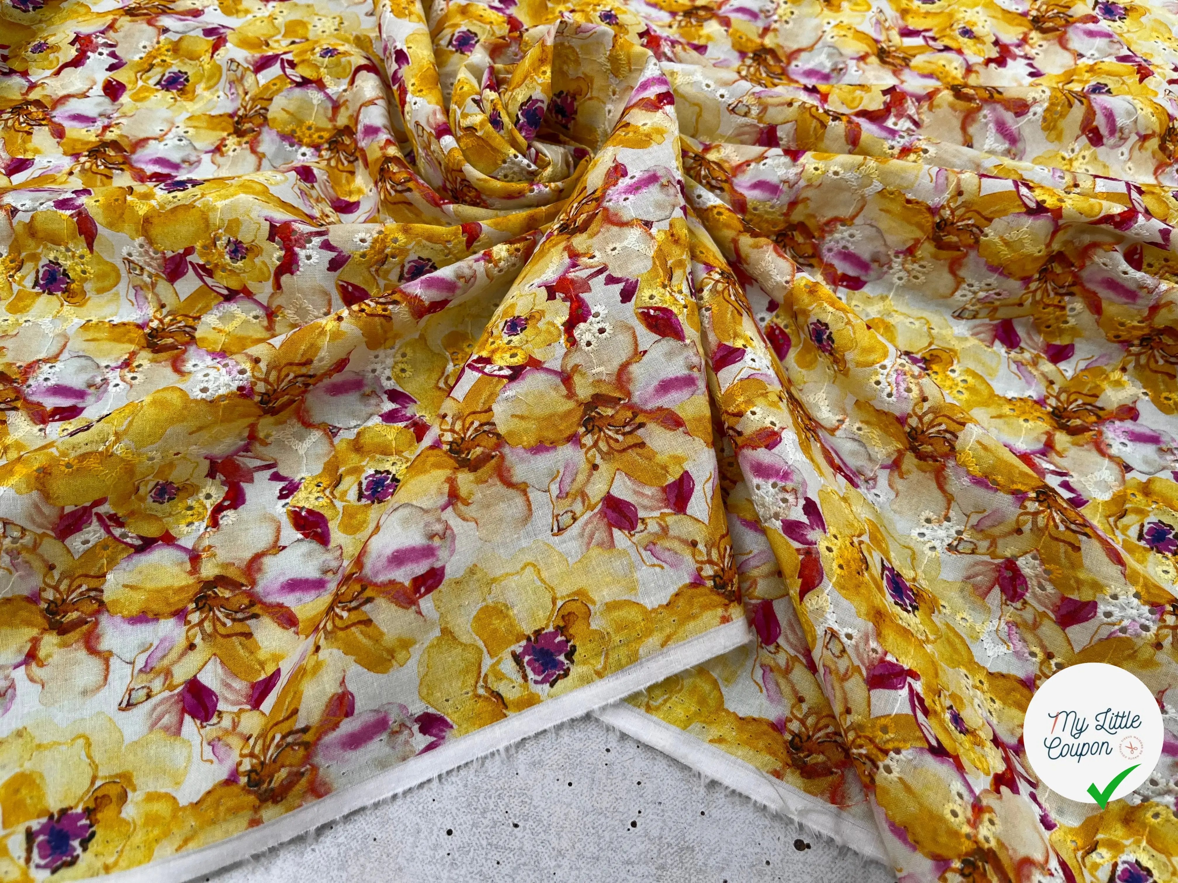 BRODERIE COTON BRODÉ DIGITAL FLOWER JAUNE - My Little Coupon