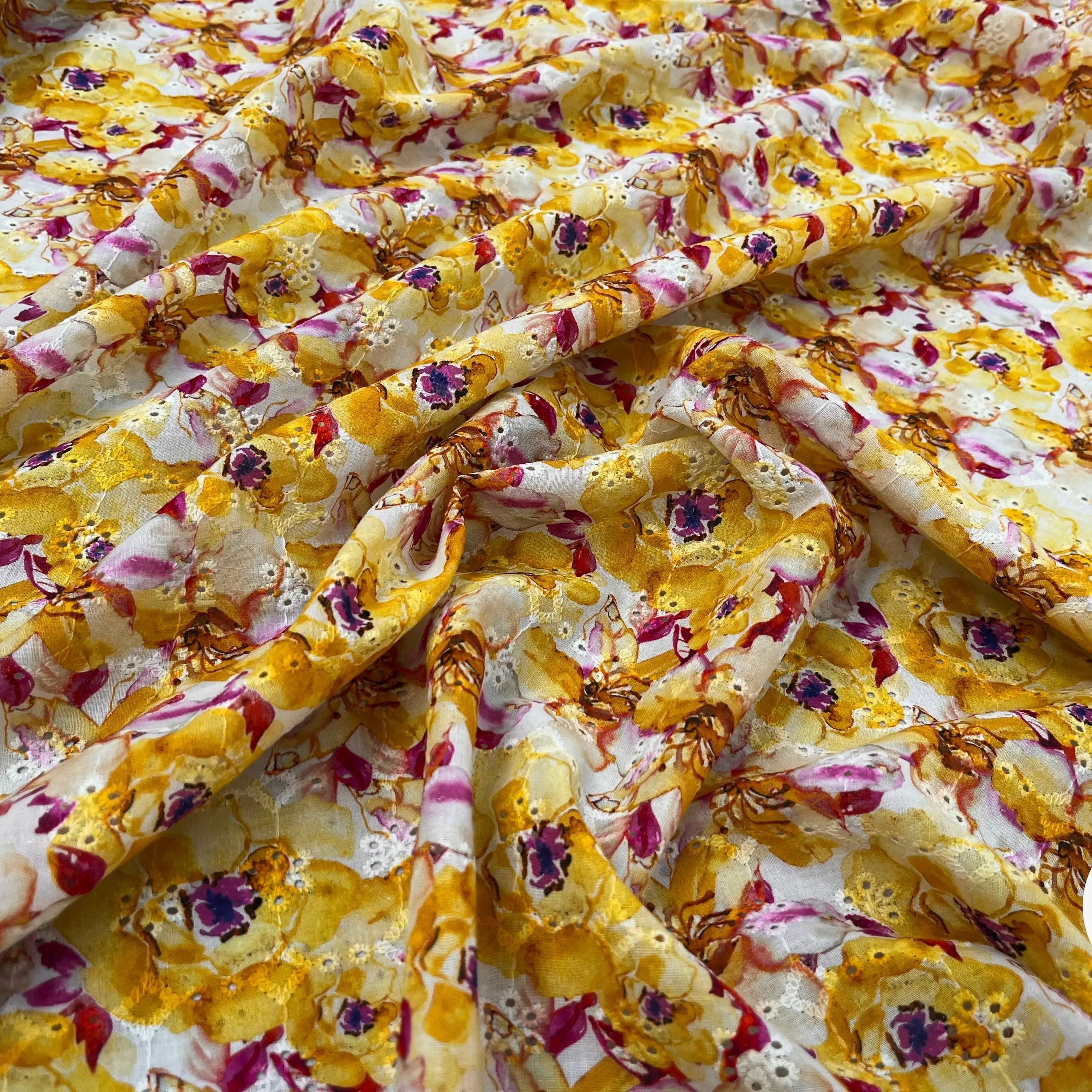 BRODERIE COTON BRODÉ DIGITAL FLOWER JAUNE - My Little Coupon