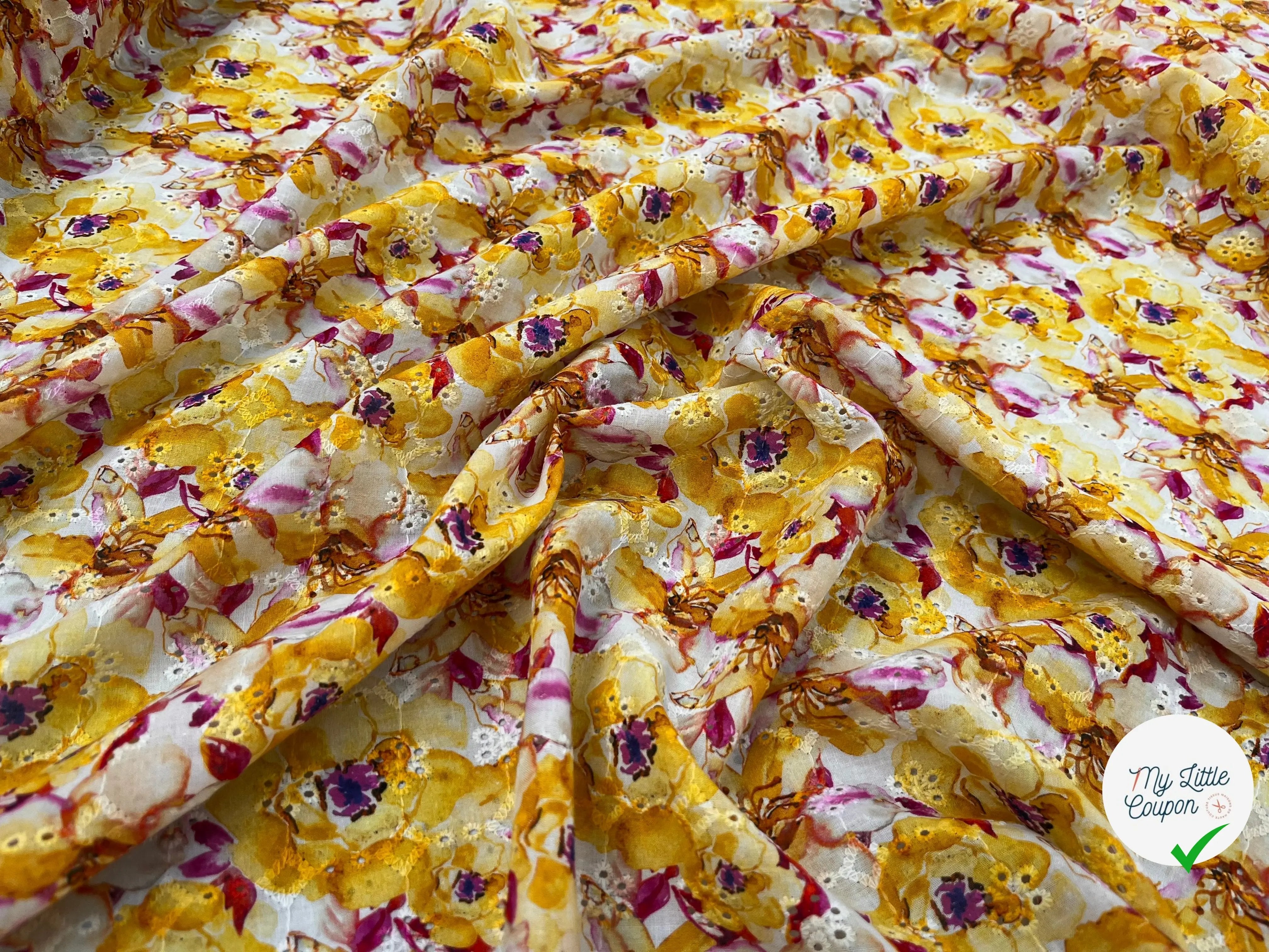 BRODERIE COTON BRODÉ DIGITAL FLOWER JAUNE - My Little Coupon