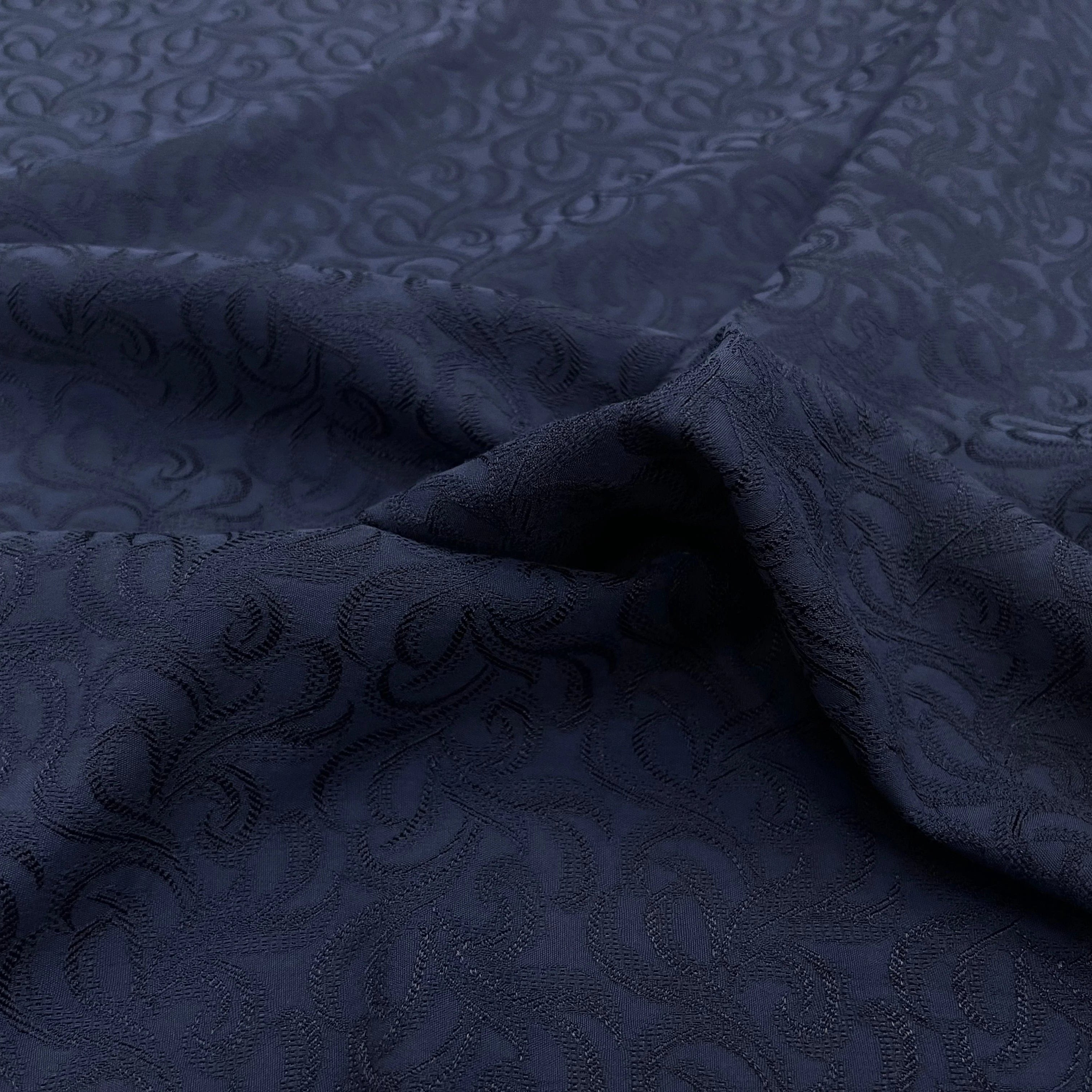 BRODERIE COTON VISCOSE FLEURS ROYALES ULTRA CHIC MARINE - My Little Coupon