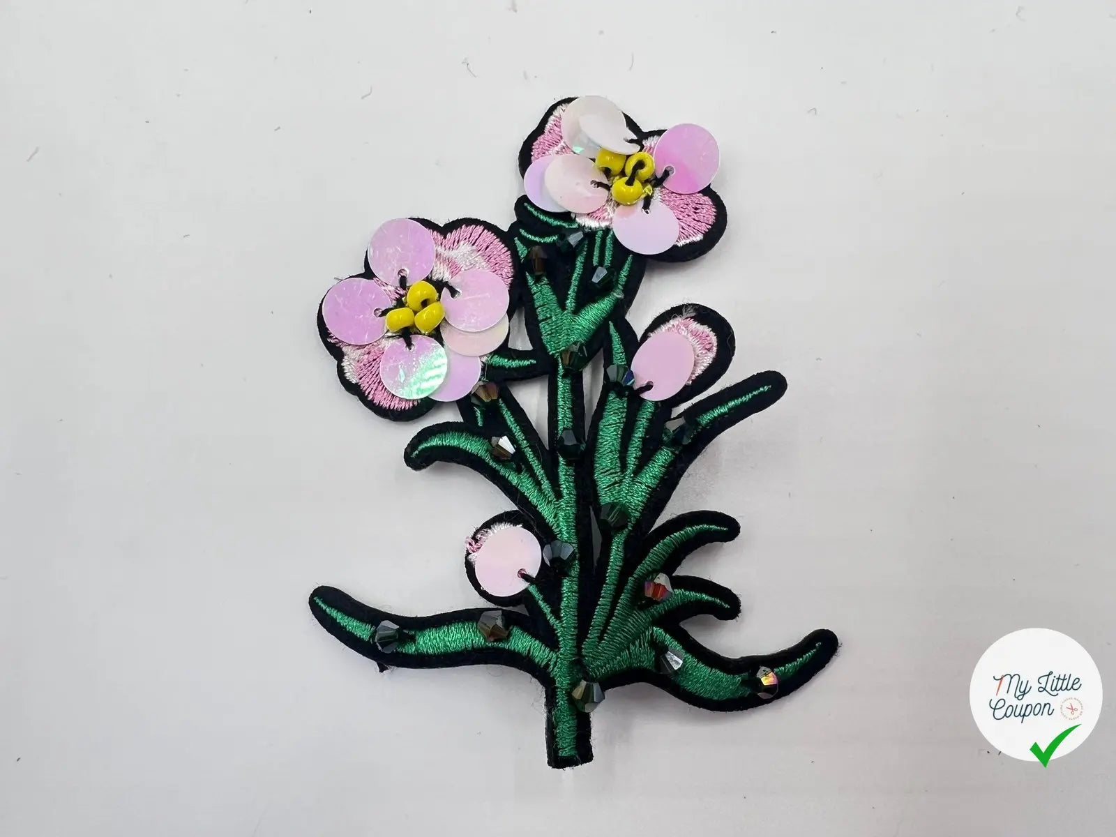 BRODERIE D’ORNEMENT FLEUR ROSE - My Little Coupon - tissu - coudre