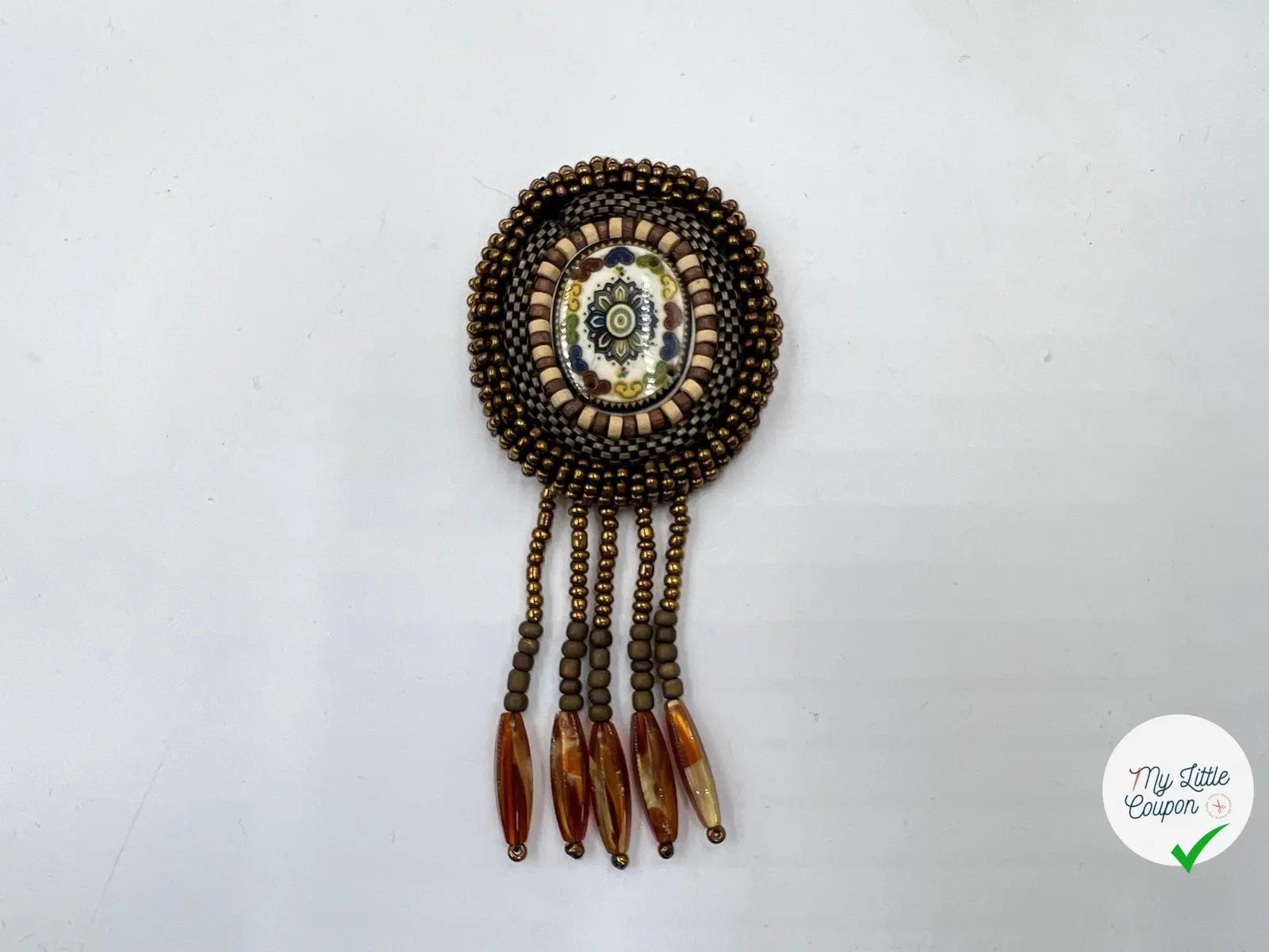 BRODERIE PERLÉE CERCLE MARRON -2 - My Little Coupon - tissu - coudre