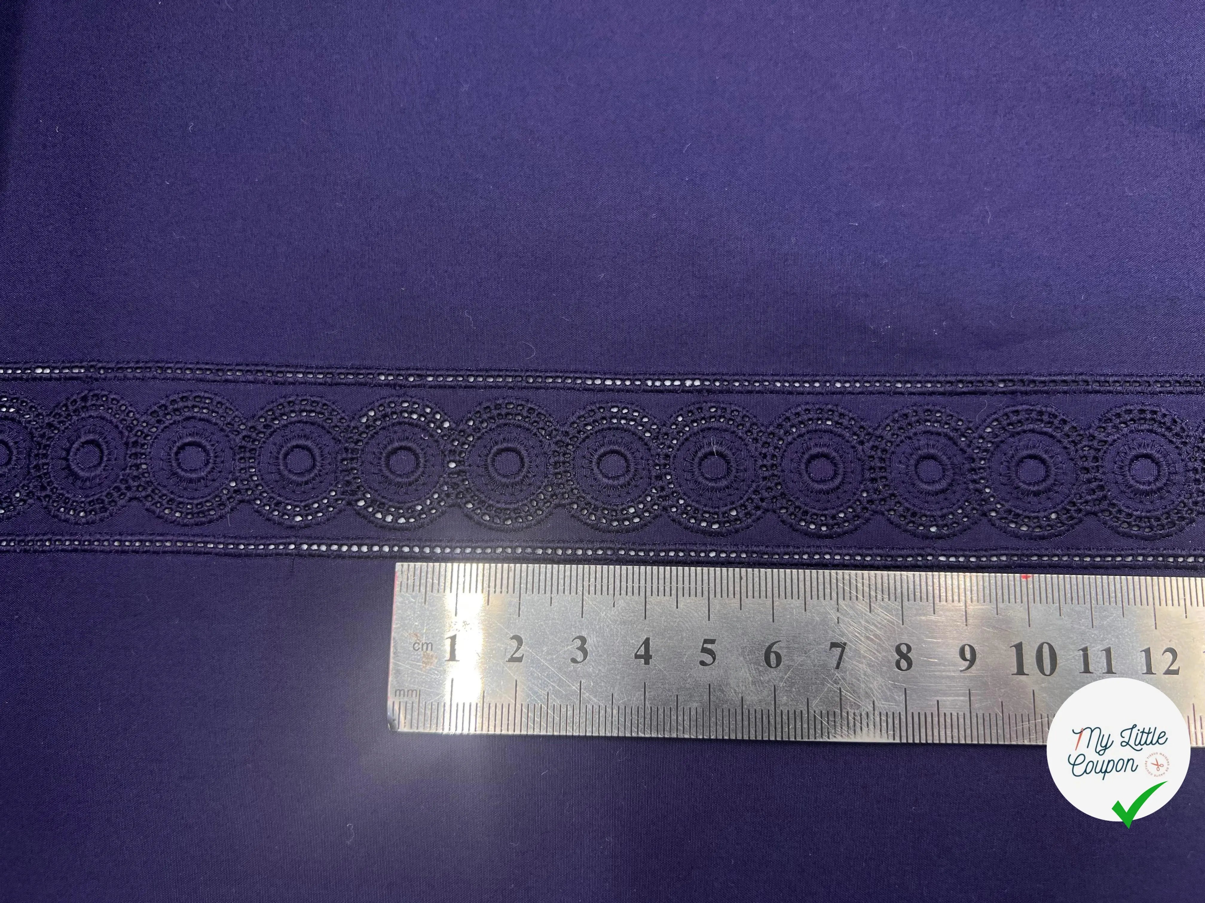 BRODERIE SUR POPELINE NAVY ROSACES STRIPES - My Little Coupon - tissu - coudre
