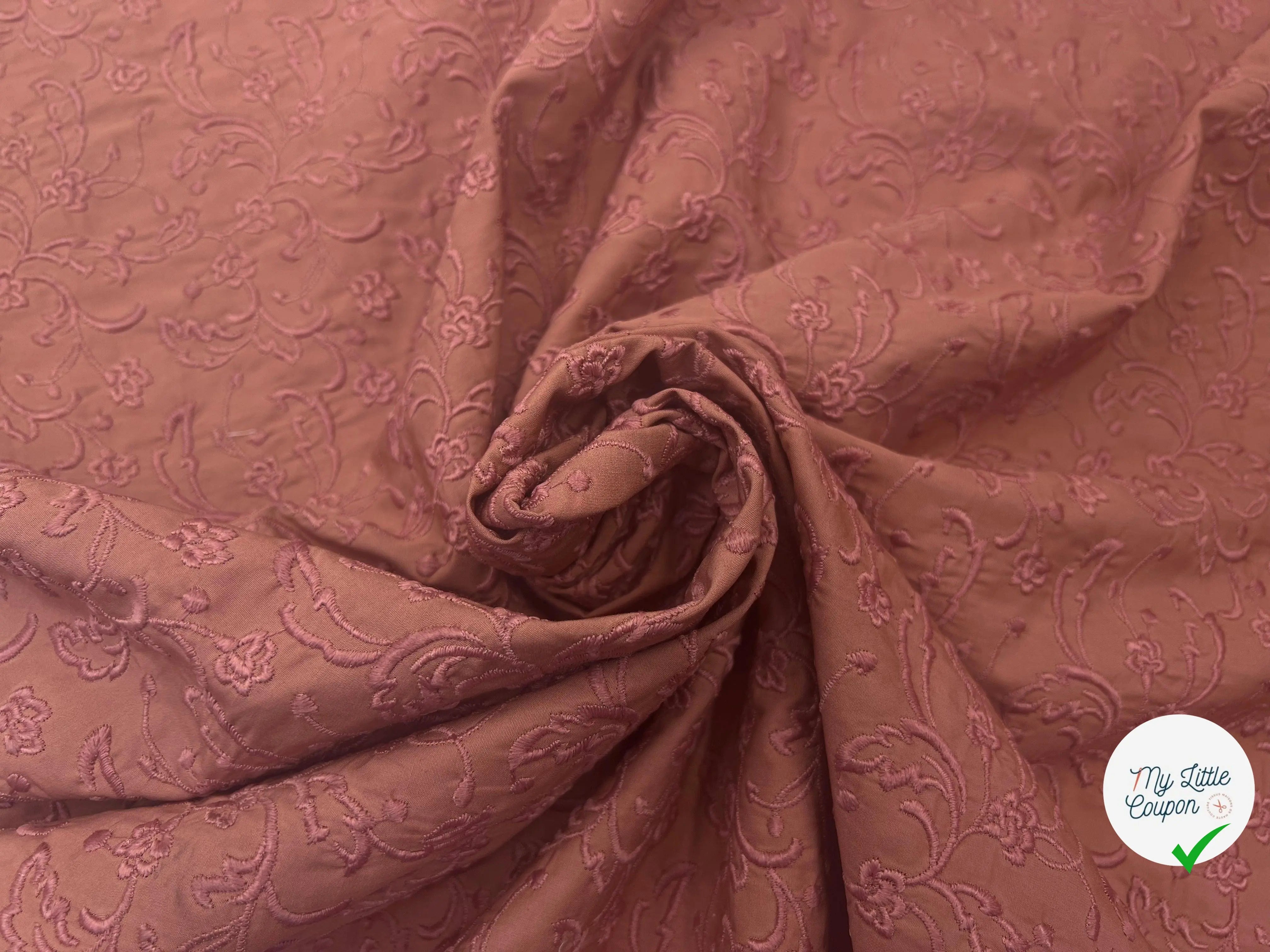 BRODERIE SUR POPELINE ROSE ROSACES SUBLIMISSIMO - My Little Coupon - tissu - coudre