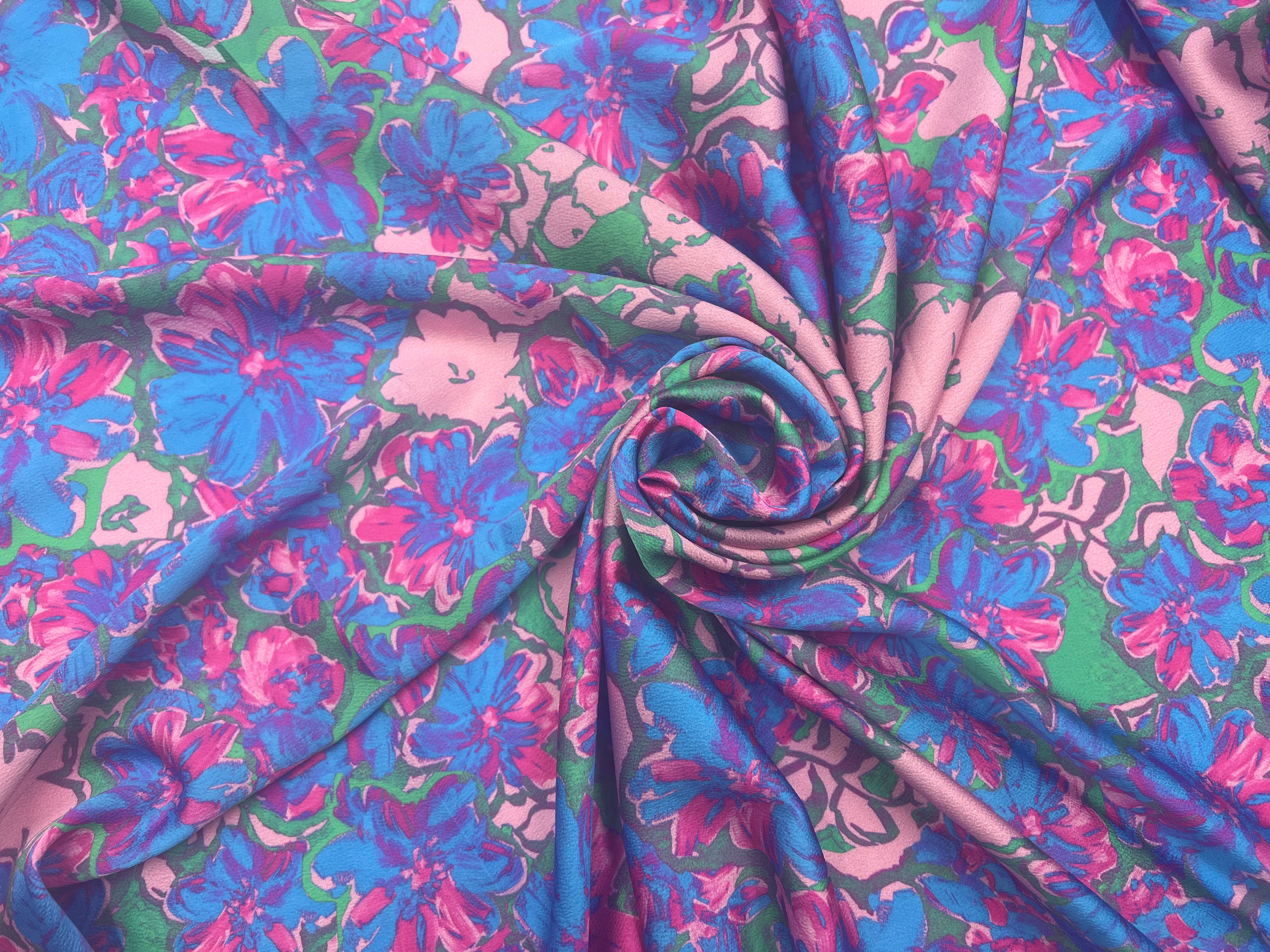 BUBBLE CREPE COLOR FLOWERS BLUE & PINK MLC INTERN