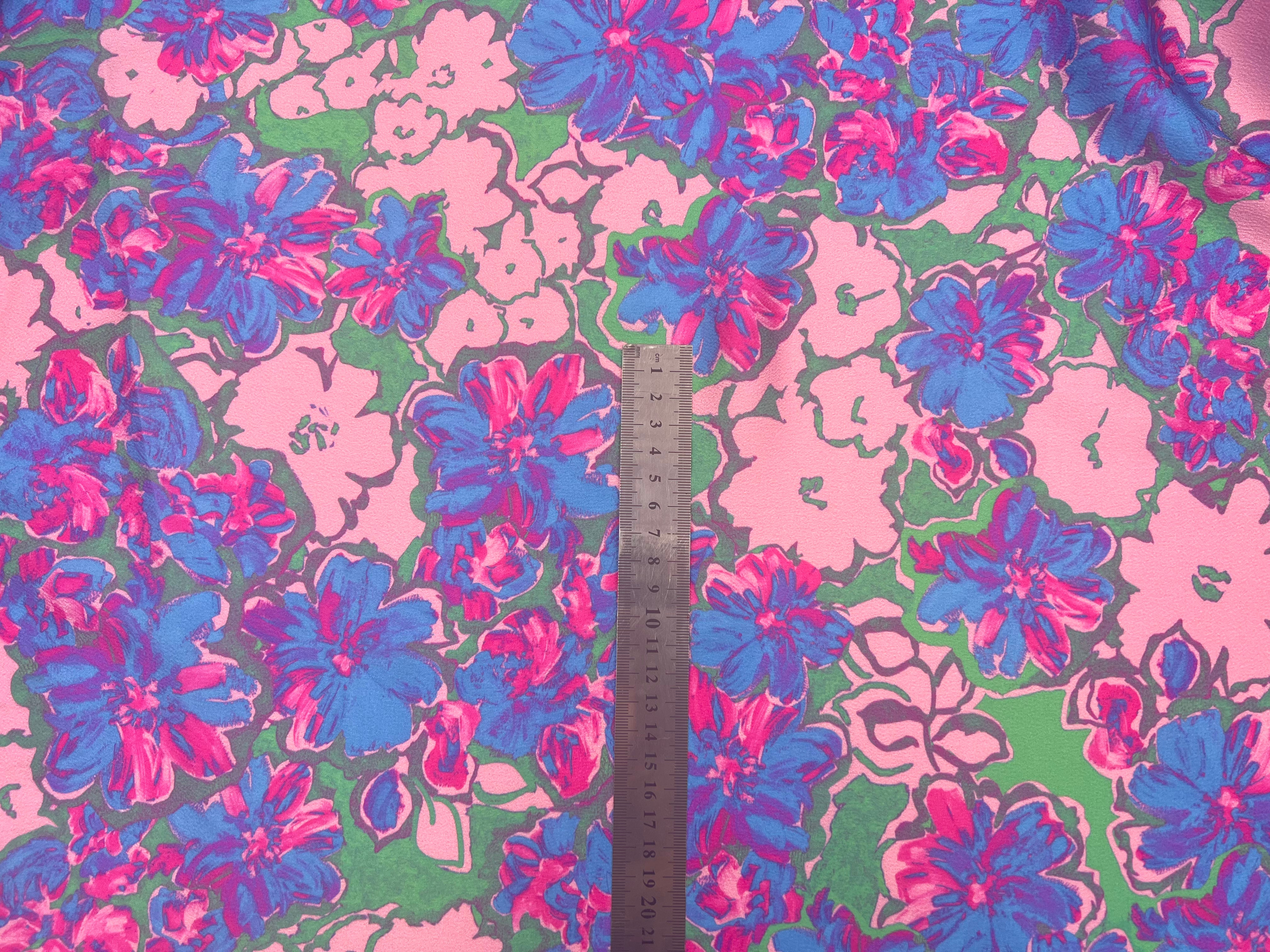 BUBBLE CREPE COLOR FLOWERS BLUE & PINK MLC INTERN