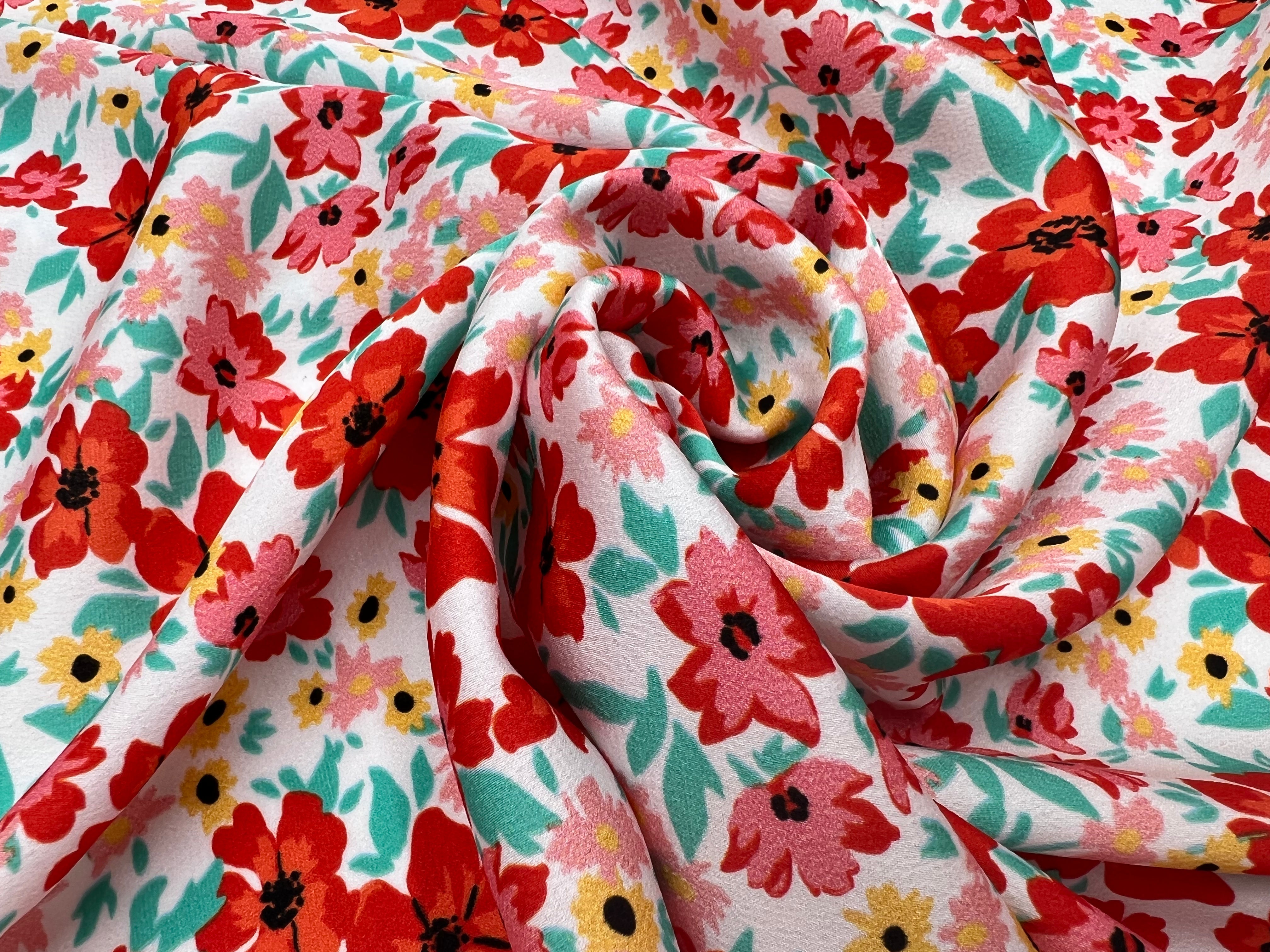 BUBBLE CRÊPE MULTITUDE DE FLEURS FIRE RED MLC INTERN