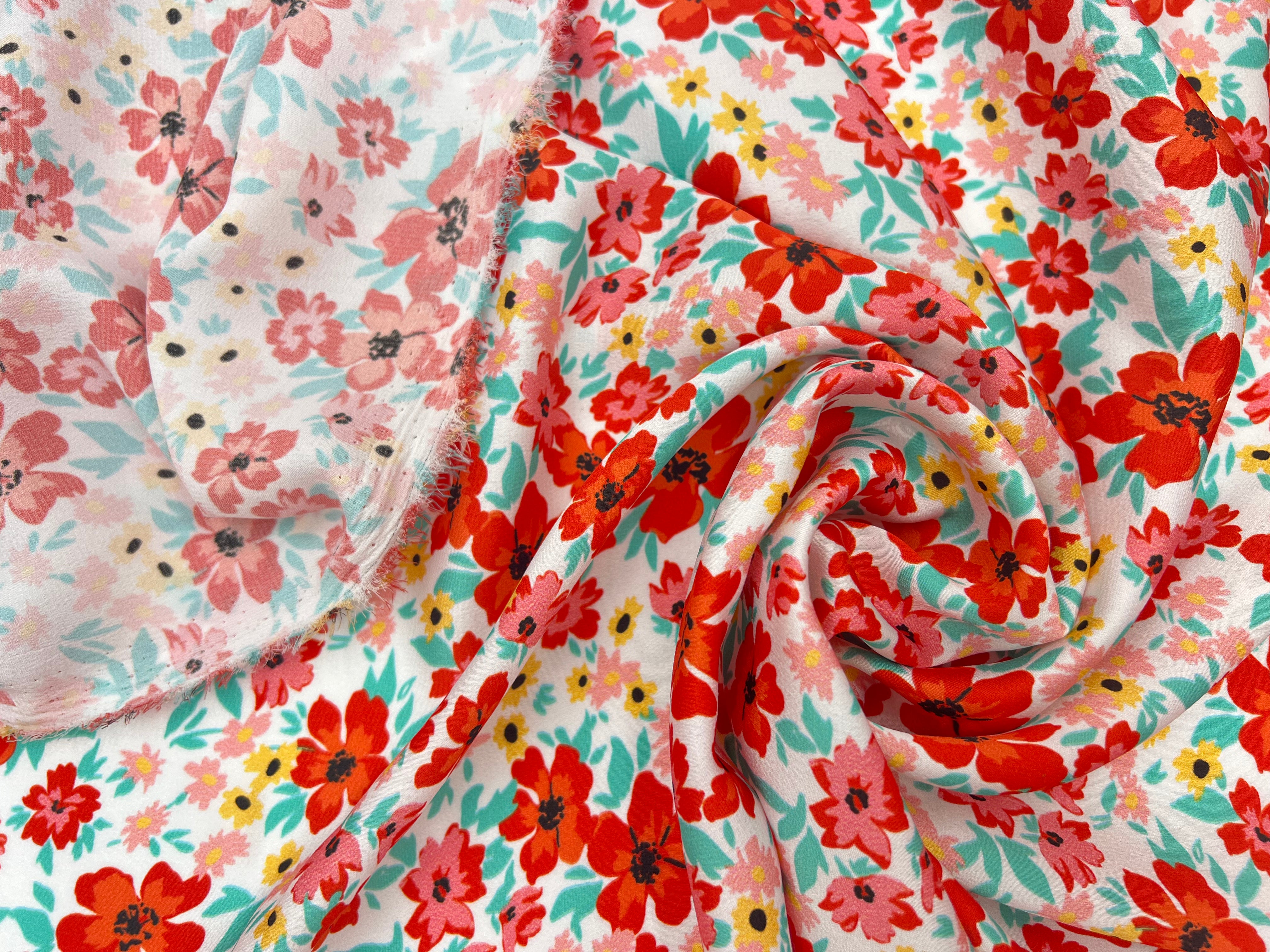 BUBBLE CRÊPE MULTITUDE DE FLEURS FIRE RED MLC INTERN