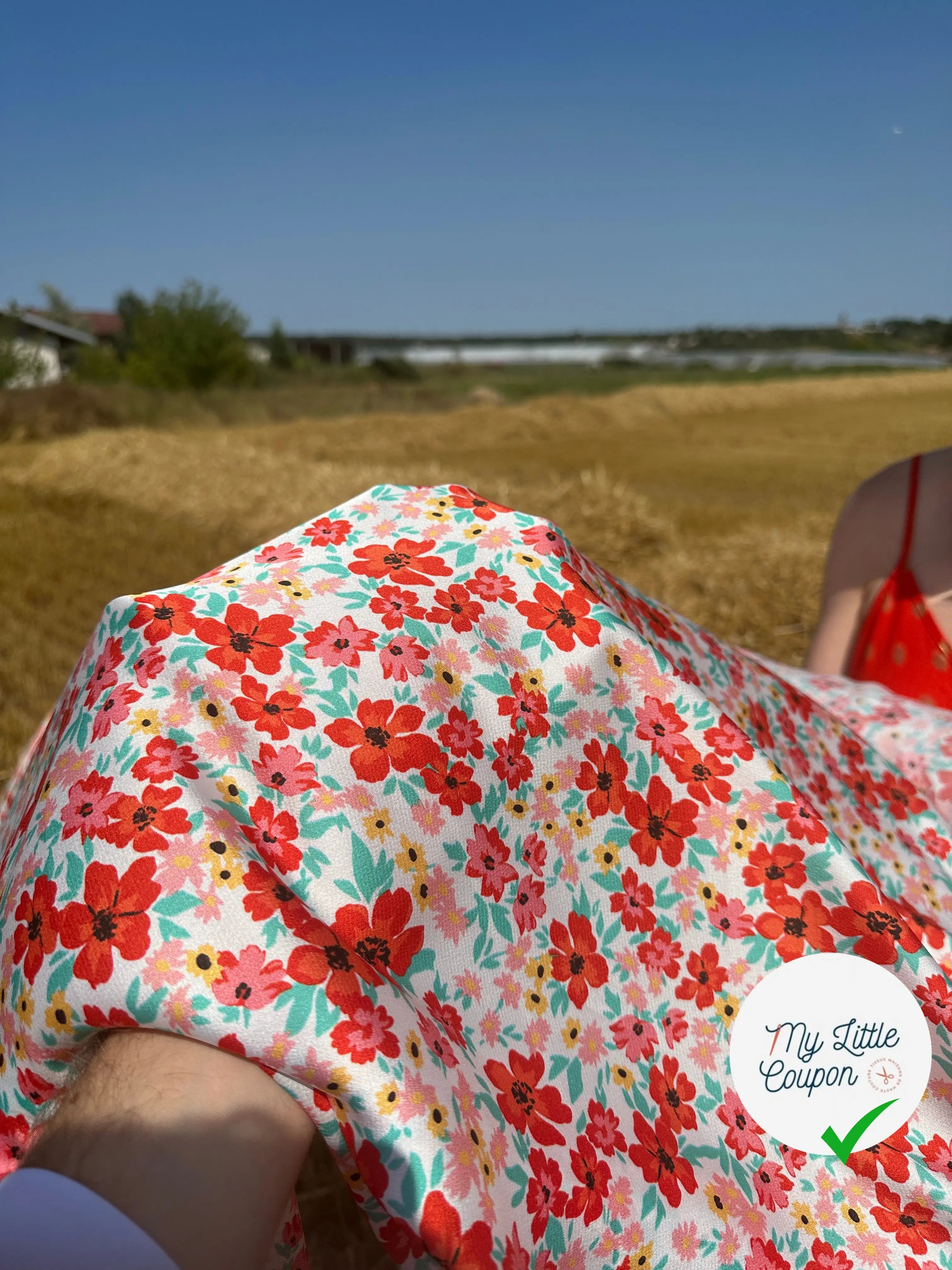BUBBLE CRÊPE MULTITUDE DE FLEURS FIRE RED MLC INTERN