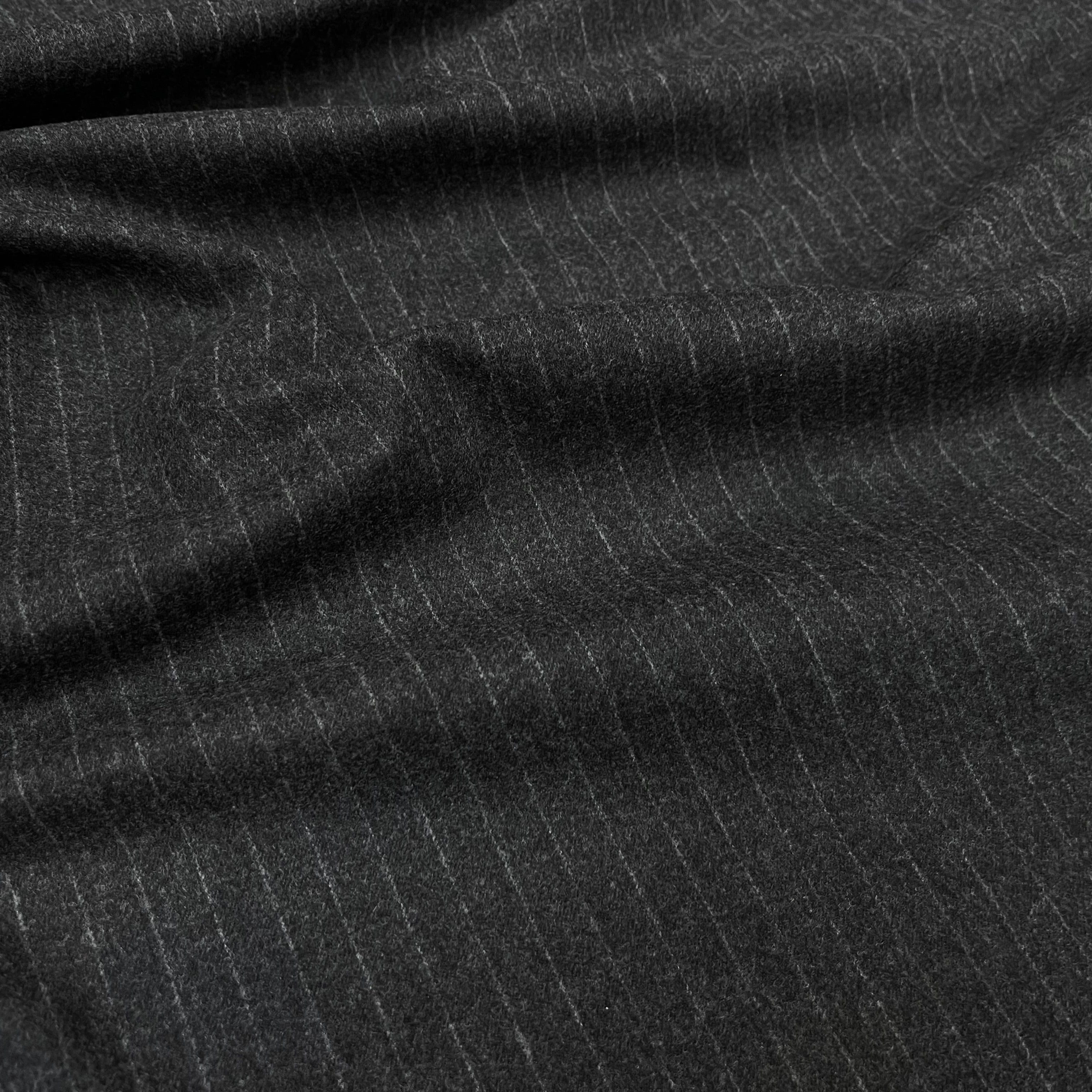 CABAN FIN VIGOGNA GESSO GRIS CHINÉ À RAYURES - My Little Coupon