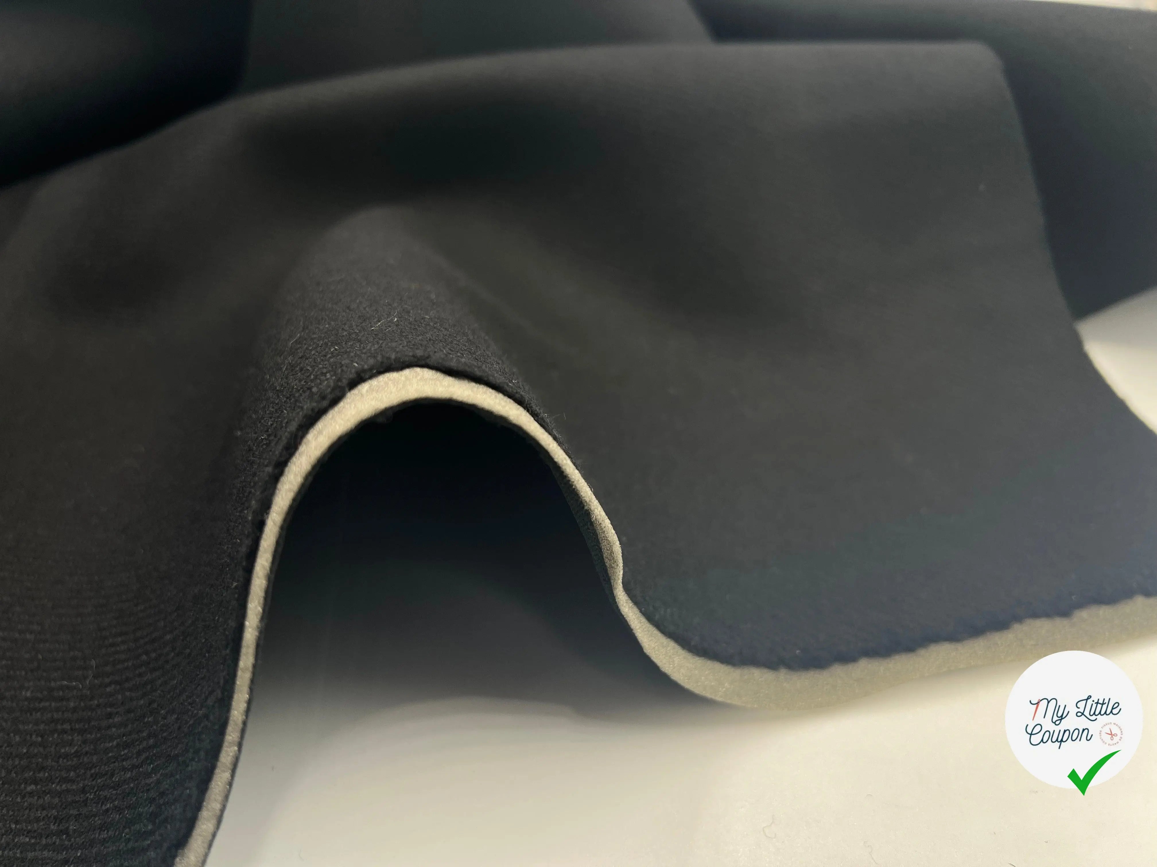 CABAN SERGÉ NOIR CONTRECOLLÉ POLYURÉTHANE NOIR - My Little Coupon - tissu - coudre