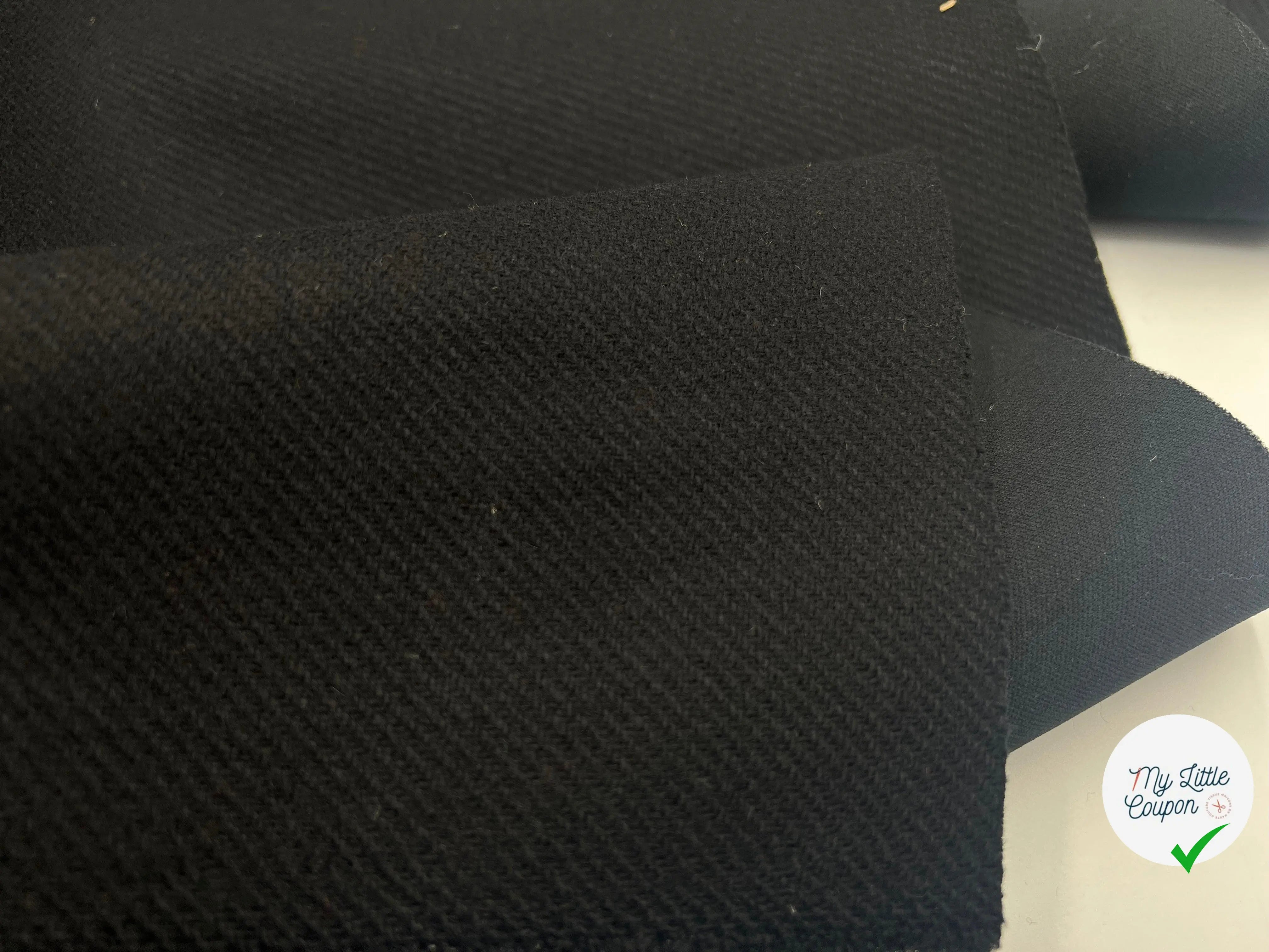 CABAN SERGÉ NOIR CONTRECOLLÉ POLYURÉTHANE NOIR - My Little Coupon - tissu - coudre