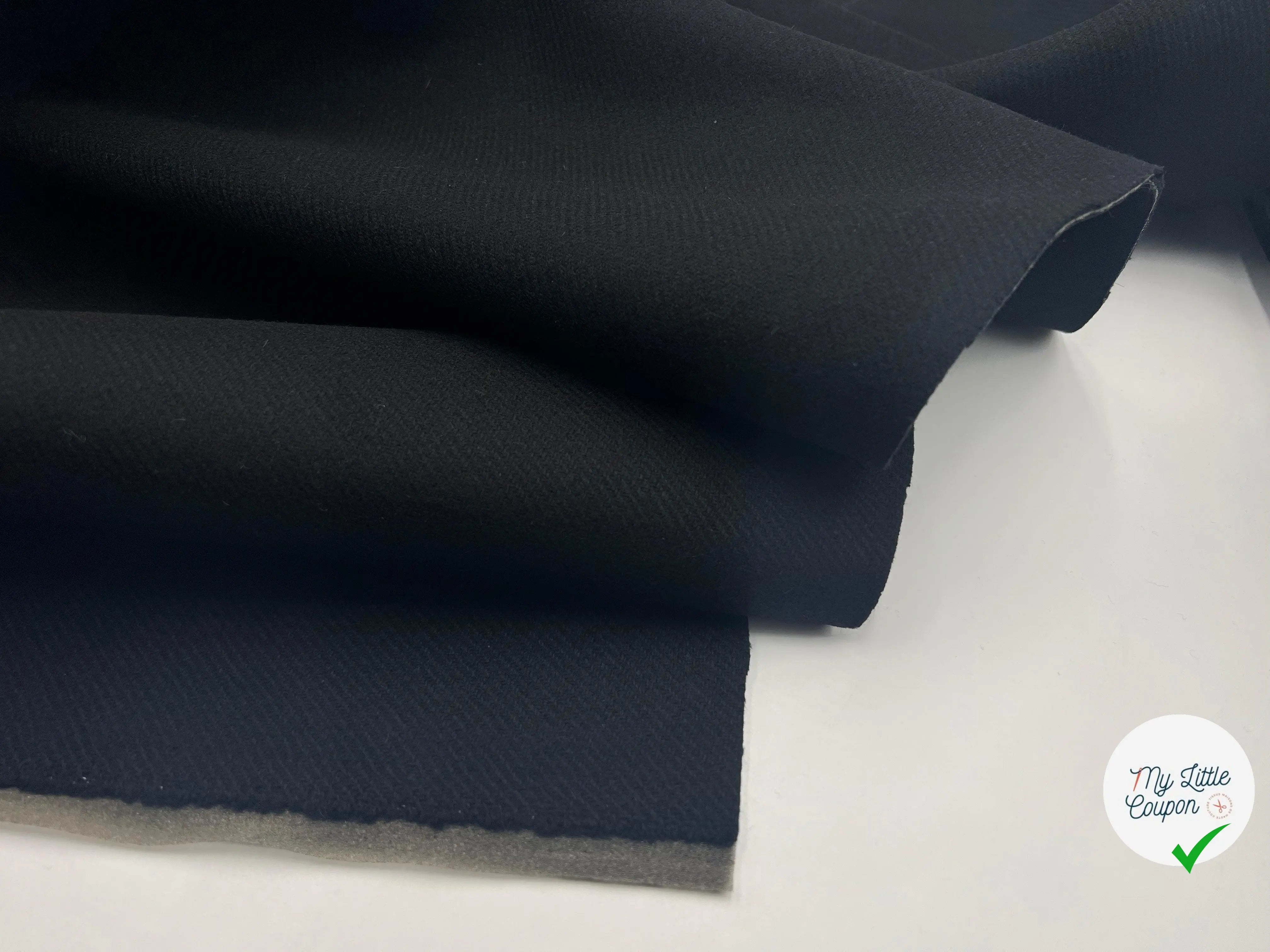 CABAN SERGÉ NOIR CONTRECOLLÉ POLYURÉTHANE NOIR - My Little Coupon - tissu - coudre
