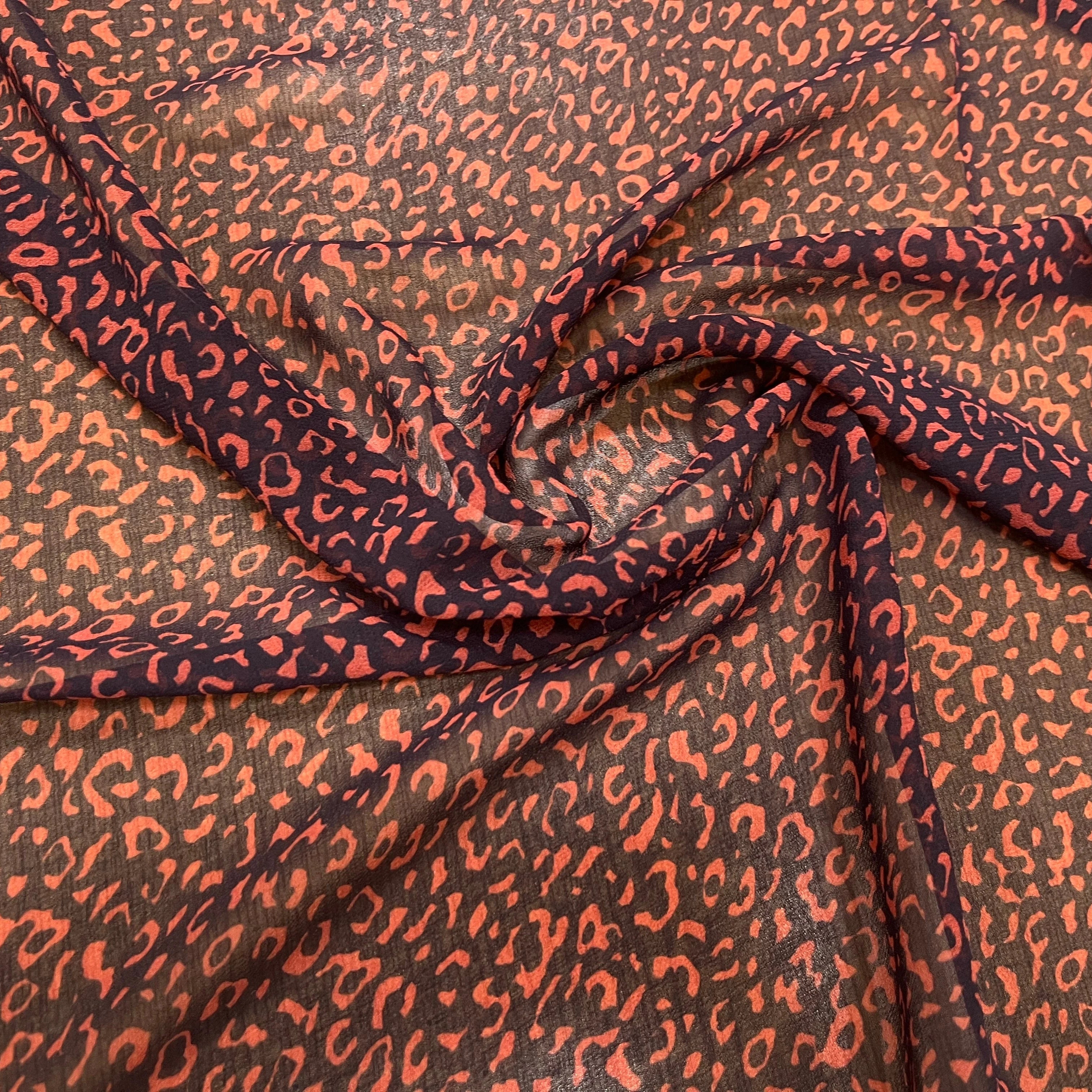 CEPE POLYESTER FOND NOIR E MARON MOTIF LÉOPARD - My Little Coupon