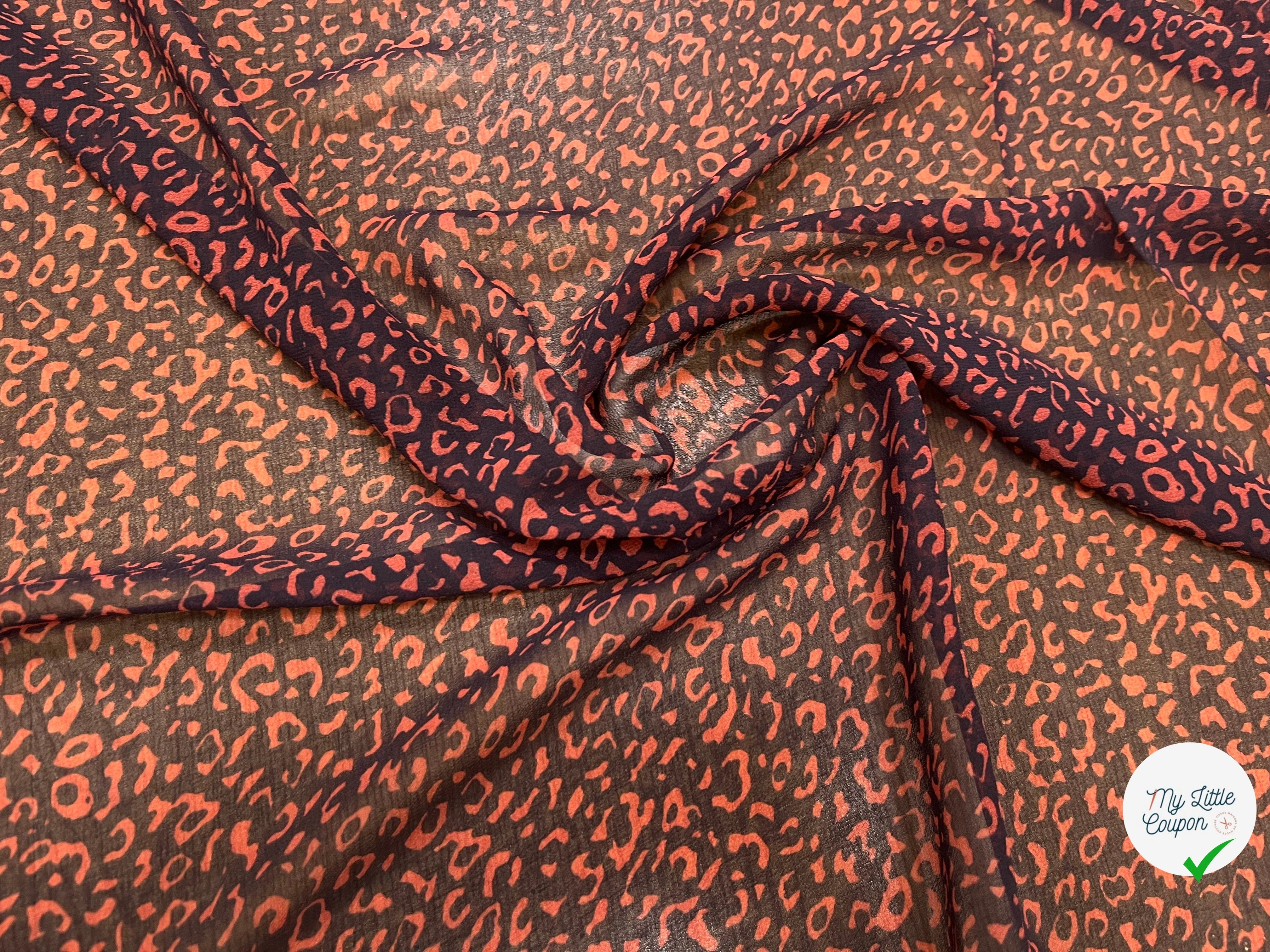 CEPE POLYESTER FOND NOIR E MARON MOTIF LÉOPARD - My Little Coupon