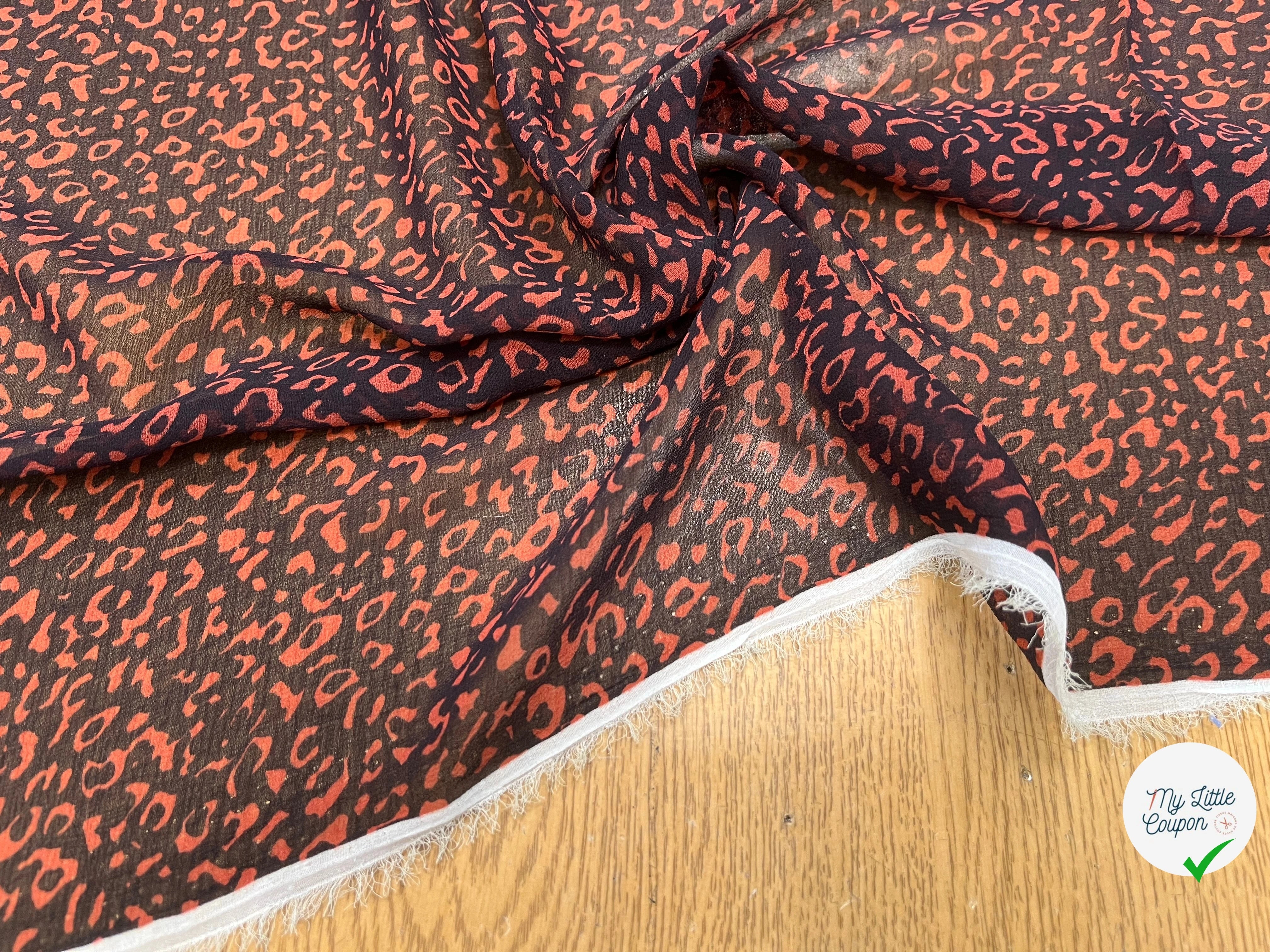 CEPE POLYESTER FOND NOIR E MARON MOTIF LÉOPARD - My Little Coupon