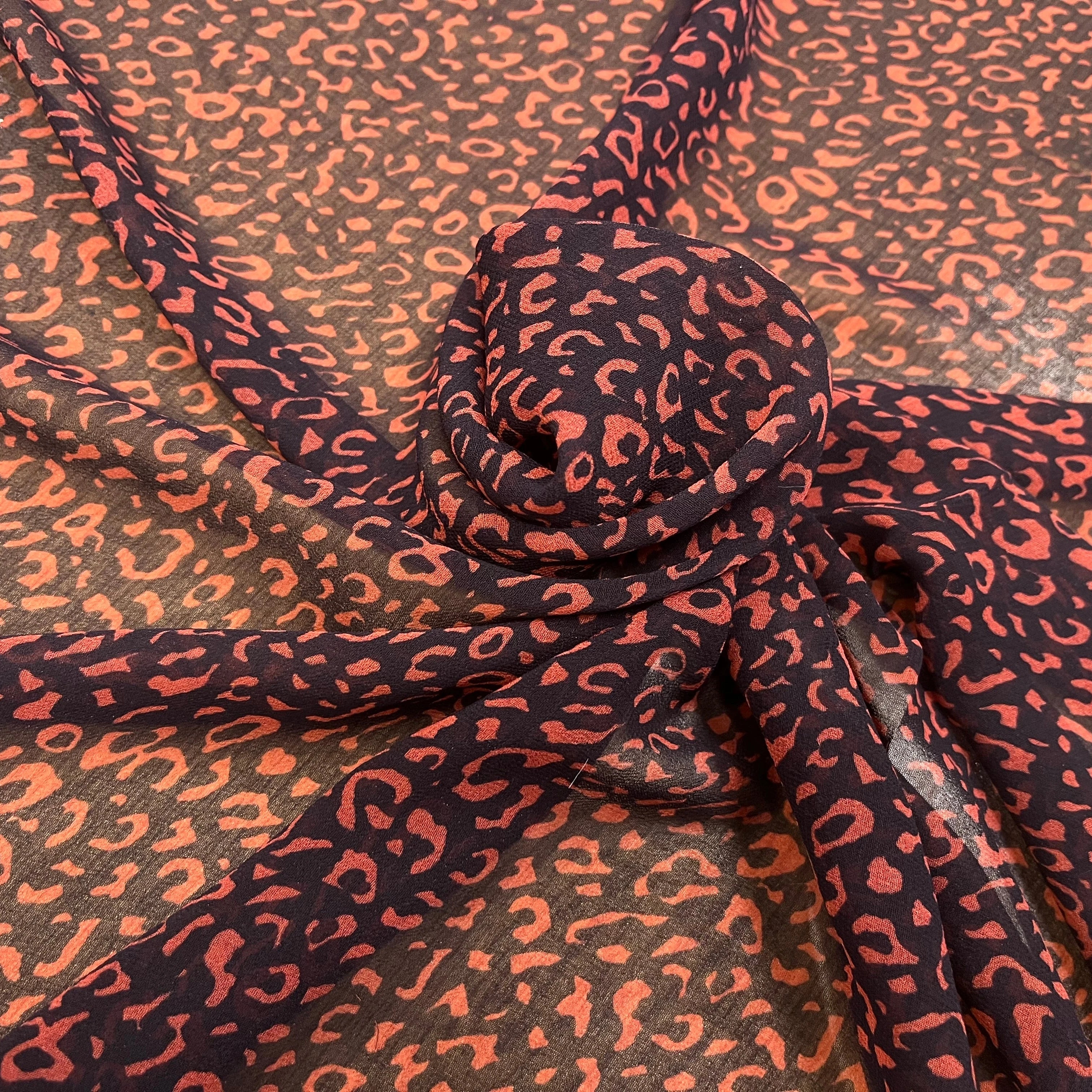 CEPE POLYESTER FOND NOIR E MARON MOTIF LÉOPARD - My Little Coupon