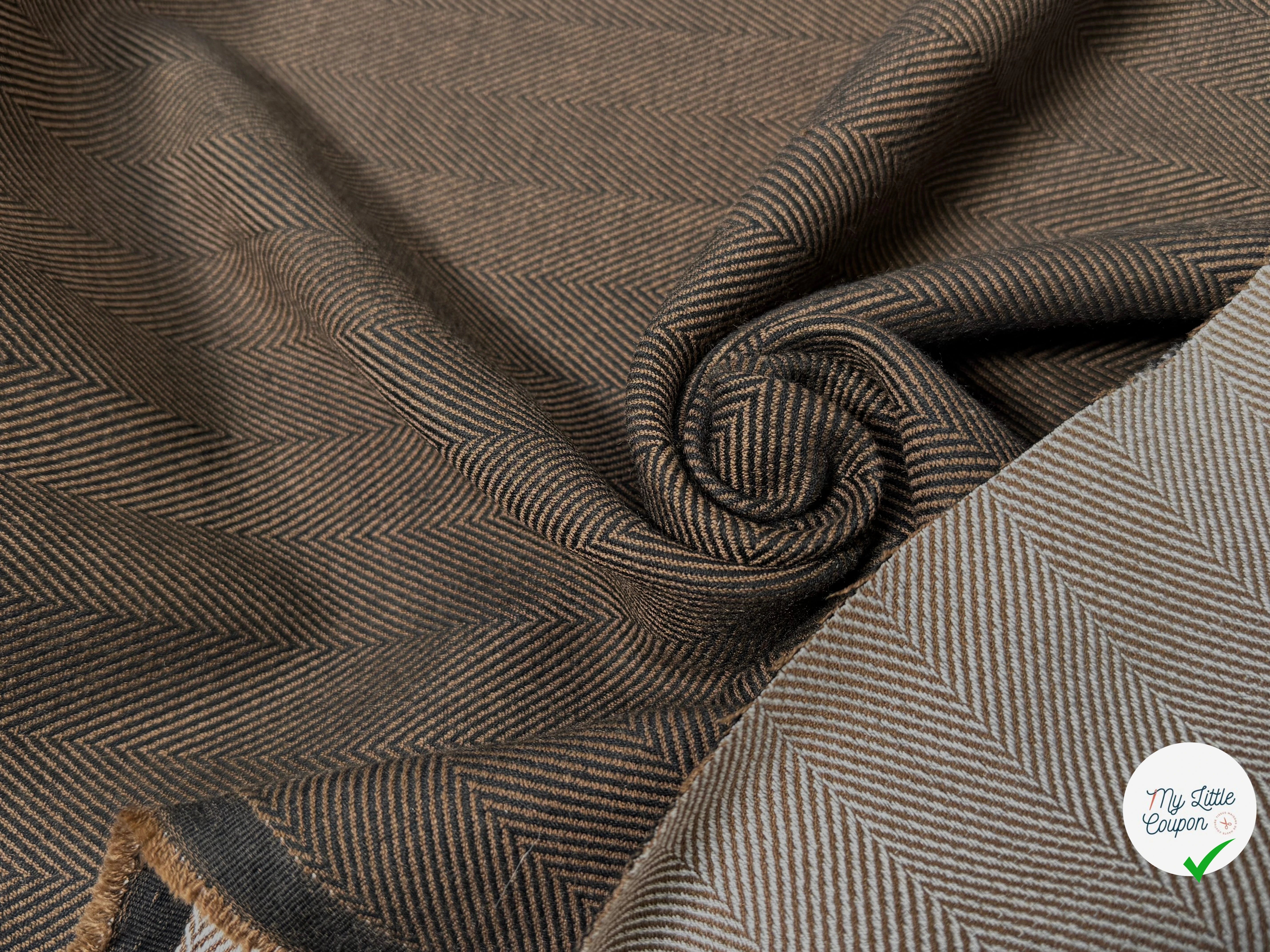 CHEVRON POLYVISCOSE MARRON NOIR - My Little Coupon
