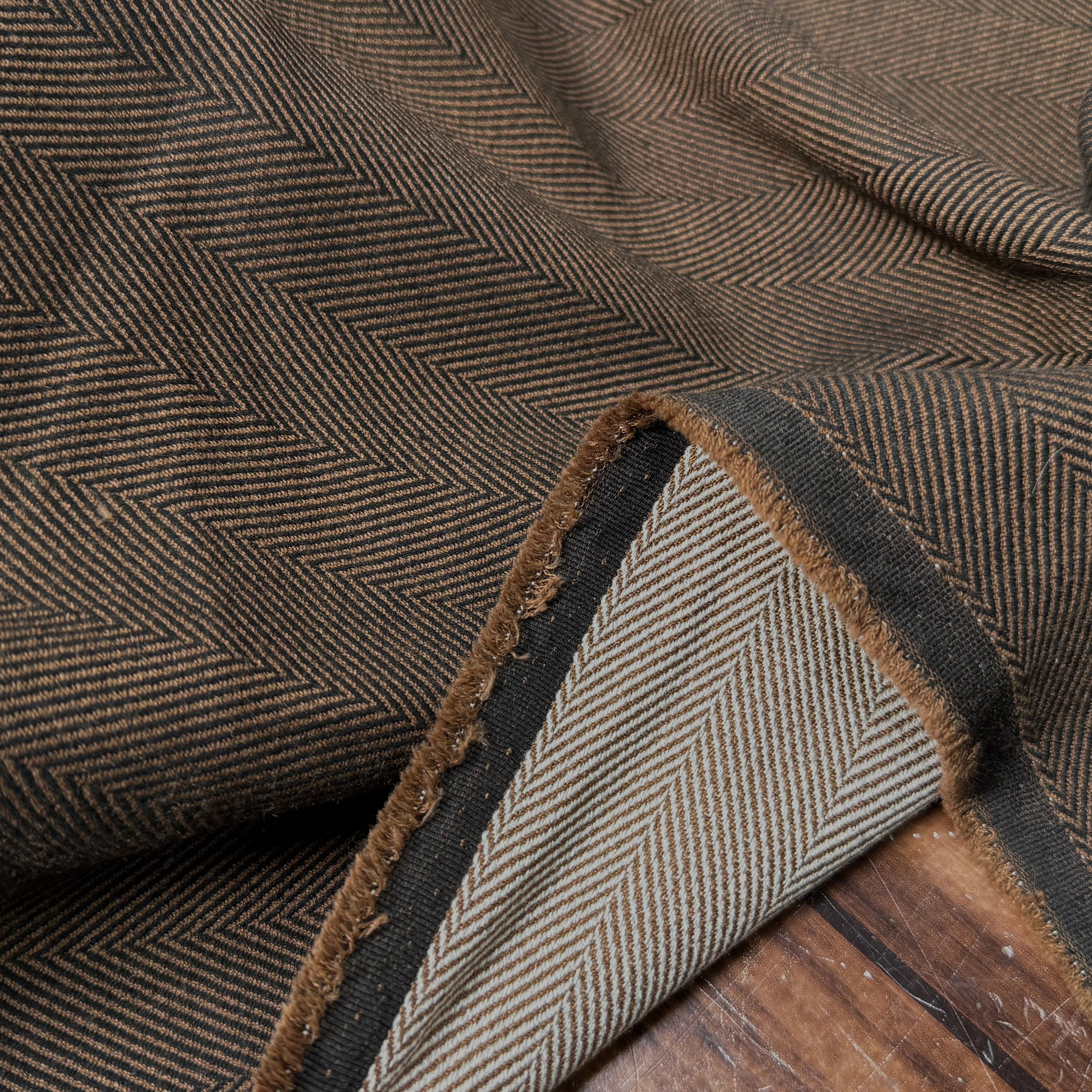 CHEVRON POLYVISCOSE MARRON NOIR - My Little Coupon