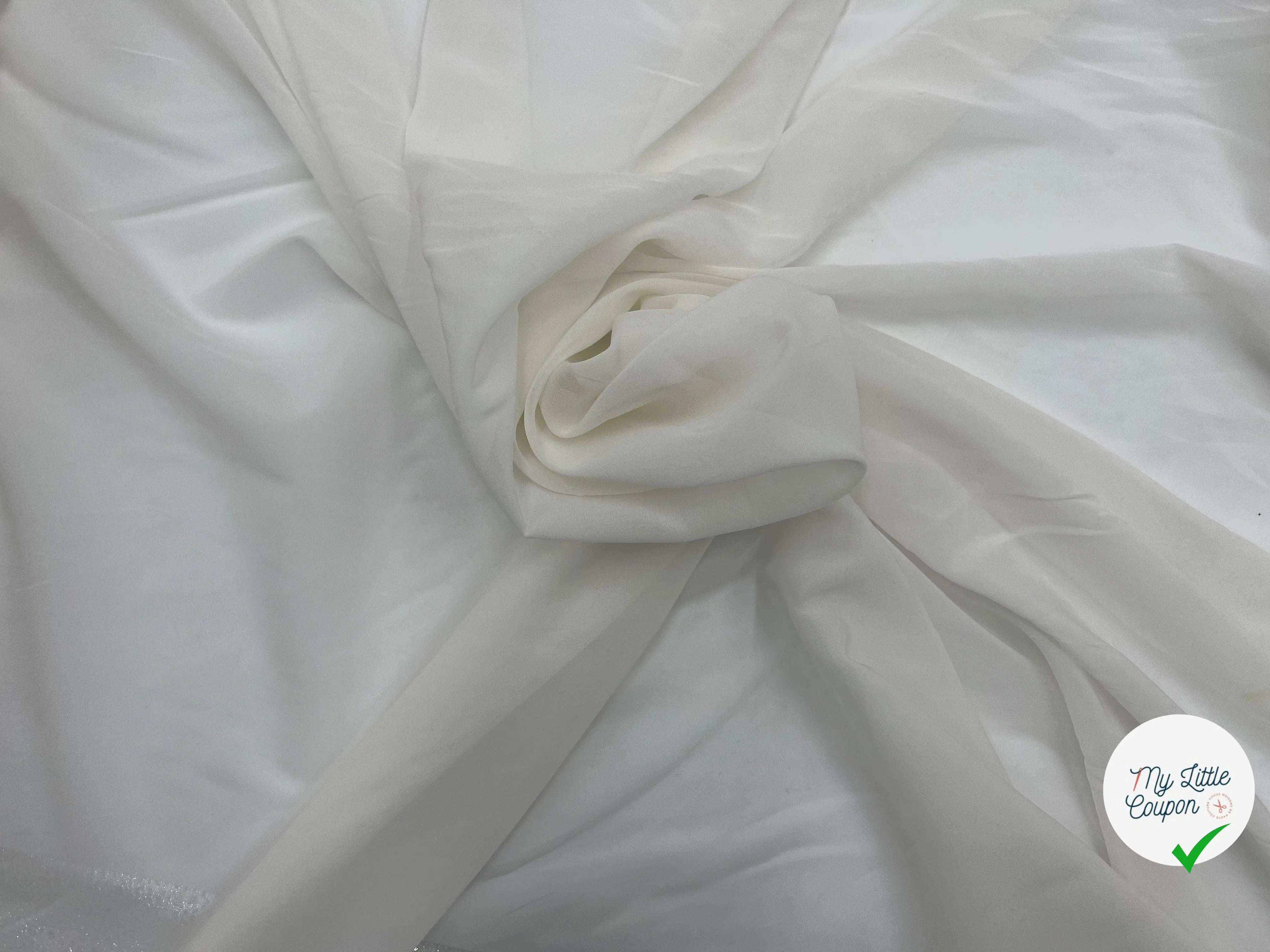 CHIFFON DE SOIE STRETCH BLANC CASSÉ FROISSÉ - My Little Coupon - tissu - coudre