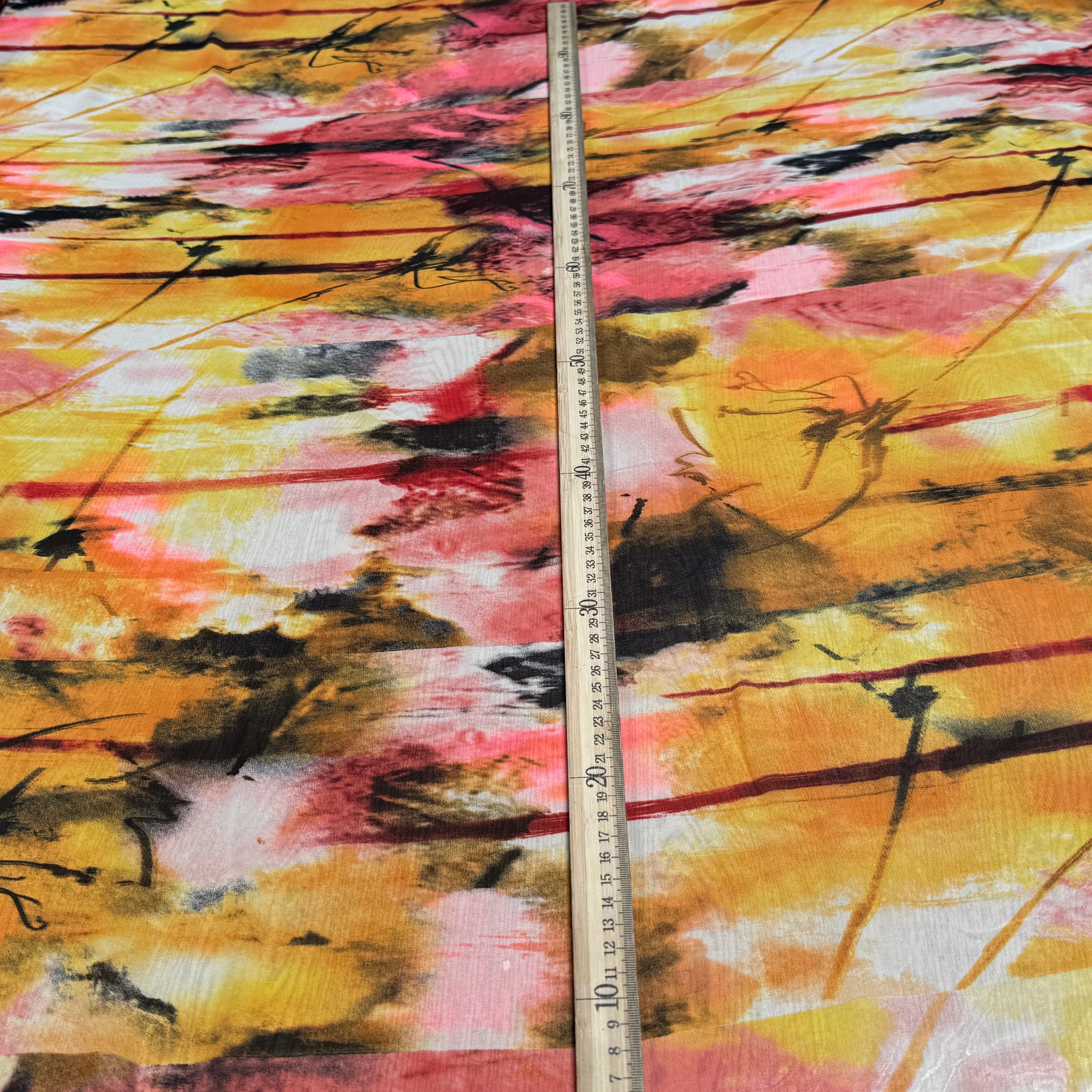 CHIFFON PRINTED ART MULTICOLORES ROSE ORANGE - My Little Coupon