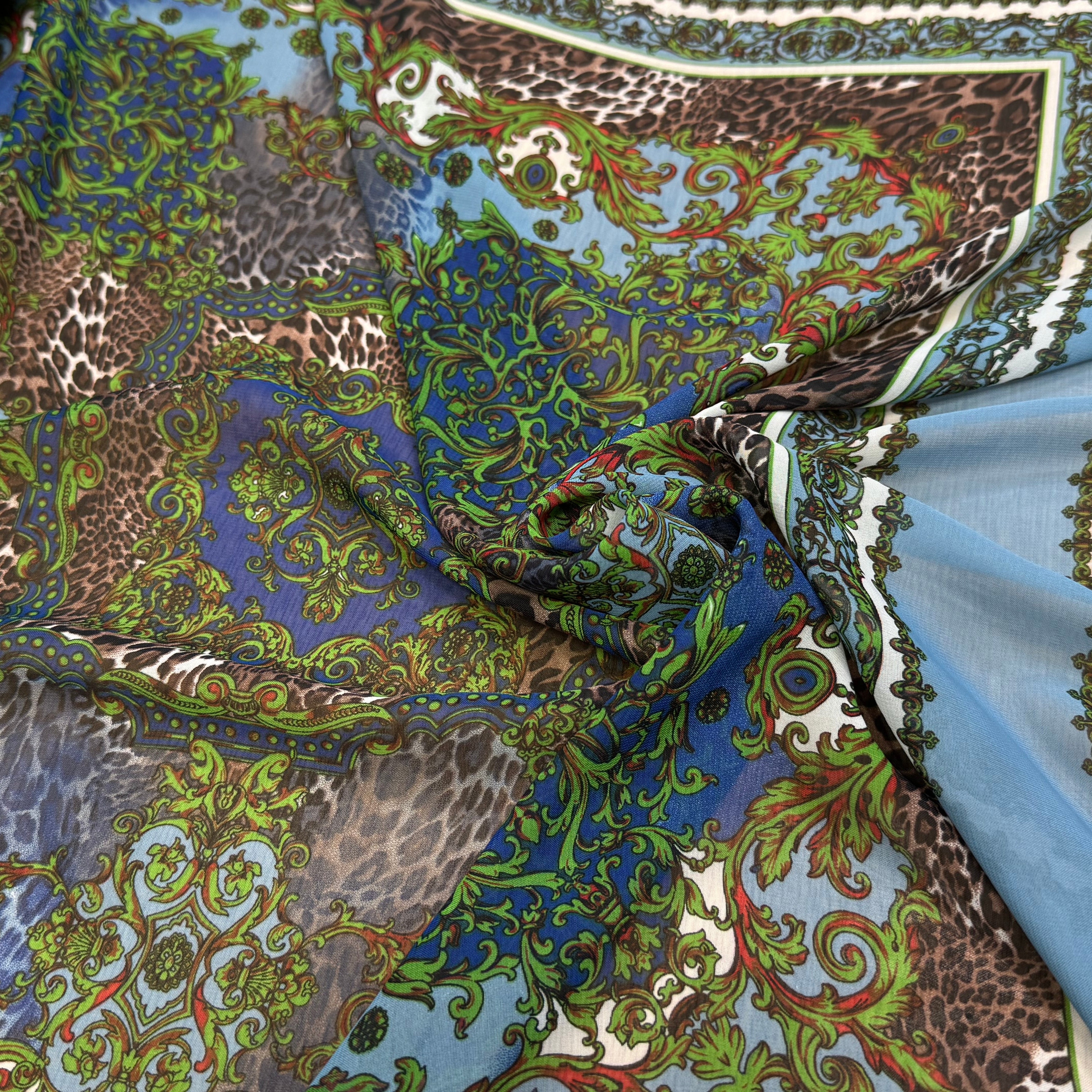 CHIFFON PRINTED BABY BLUE/VERT À PANNEAU - My Little Coupon
